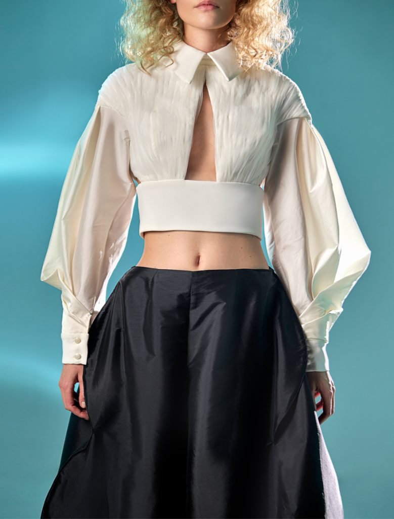 Pleated White Tulle Top 