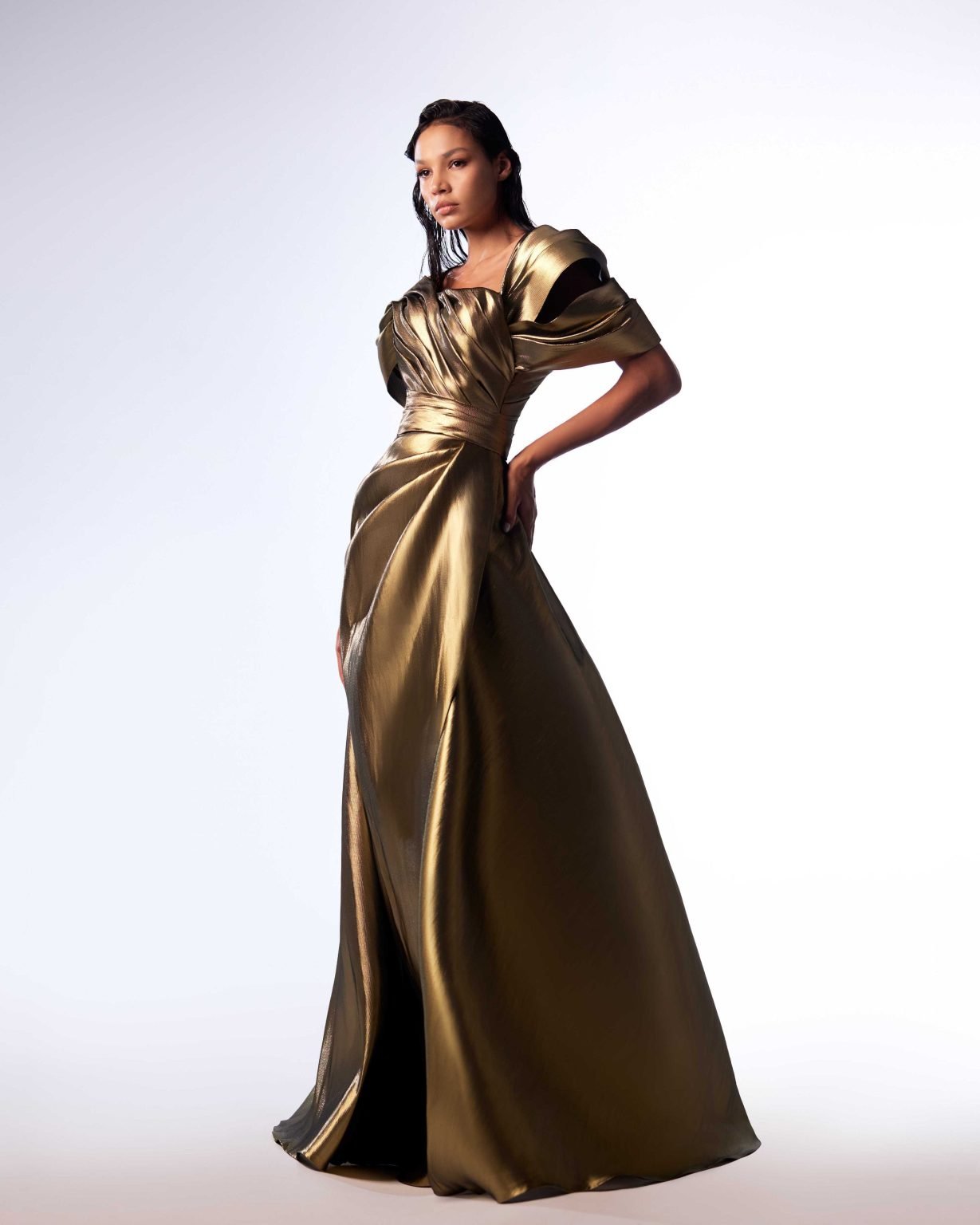 Ordandie Embellished Fire Orange Dress