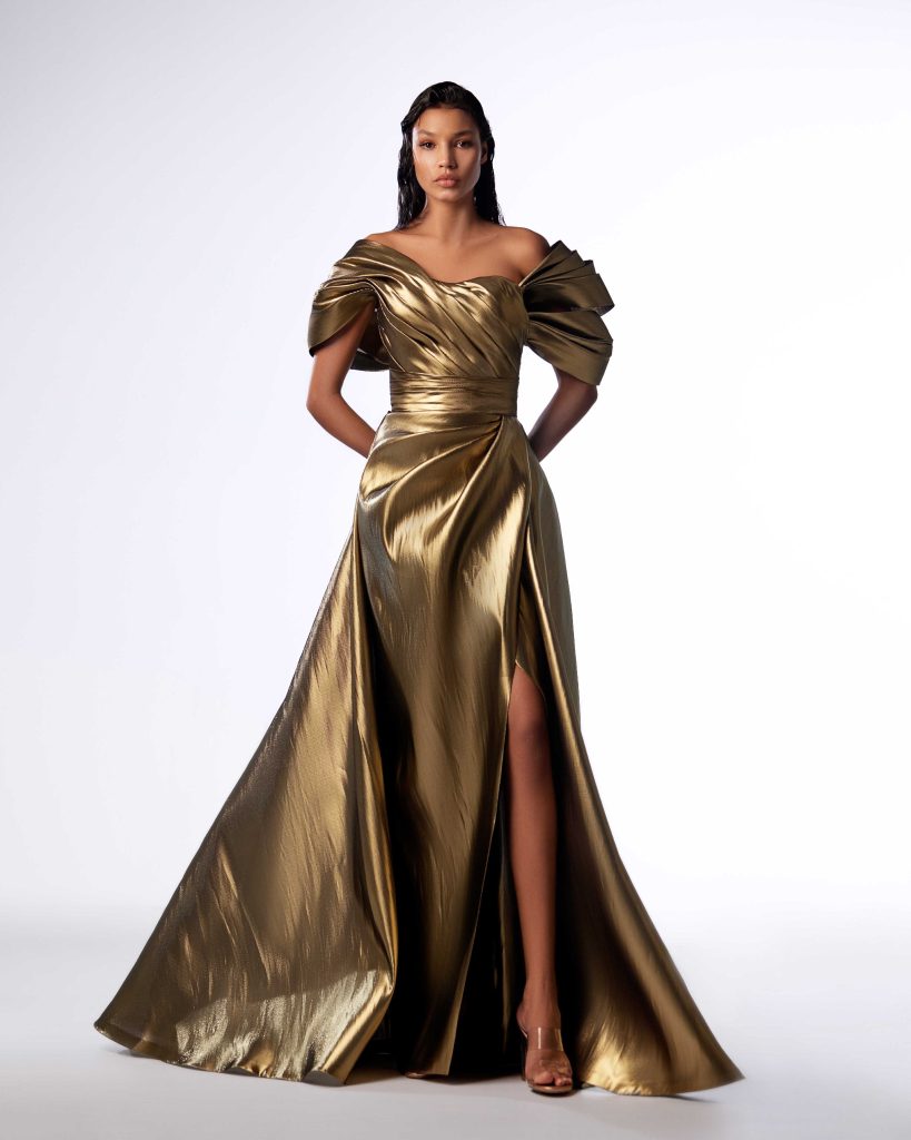 galanni gold dress Velvi - Eclipse Gown - Gold - V-neck Sequin Dress main image 0