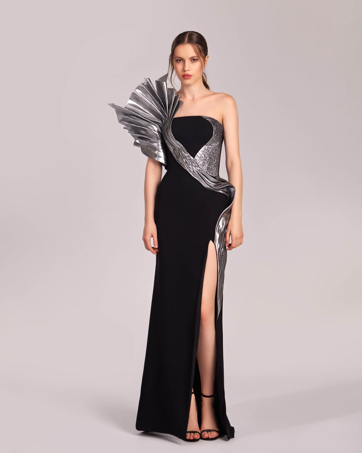Black and Silver Asymmetrical Dress