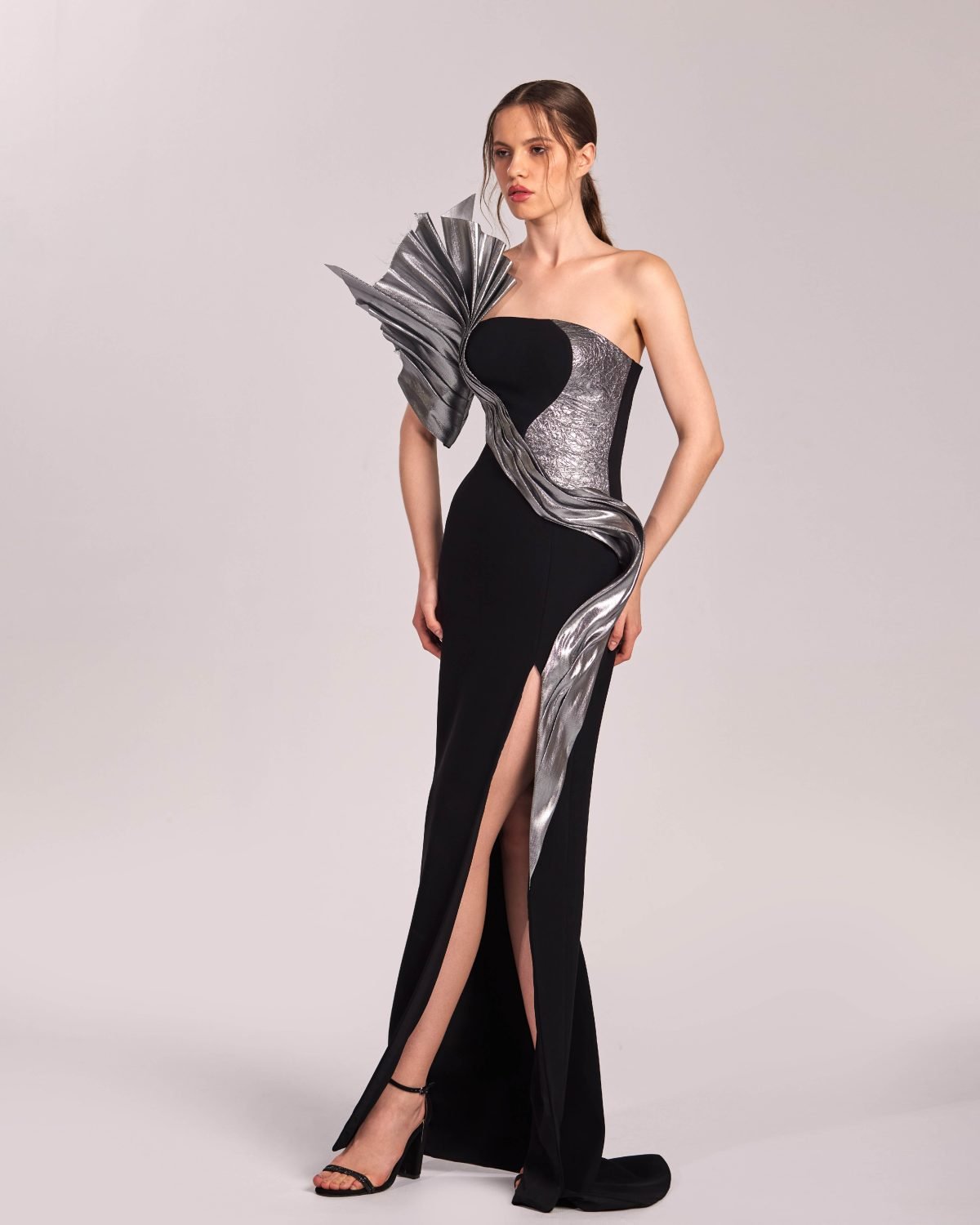 Black and Silver Asymmetrical Dress