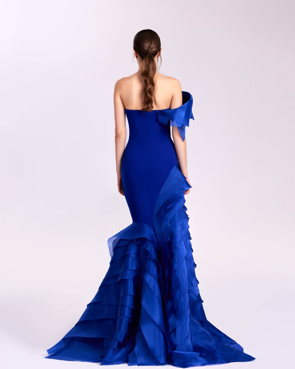 Graceful Ruffles: Off-Shoulder Mermaid Gown