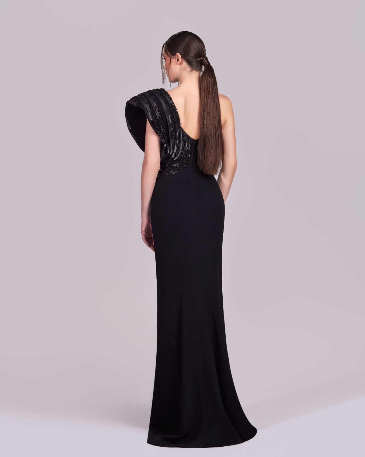 Removable Overskirt, Striped Organza and Lace Gown