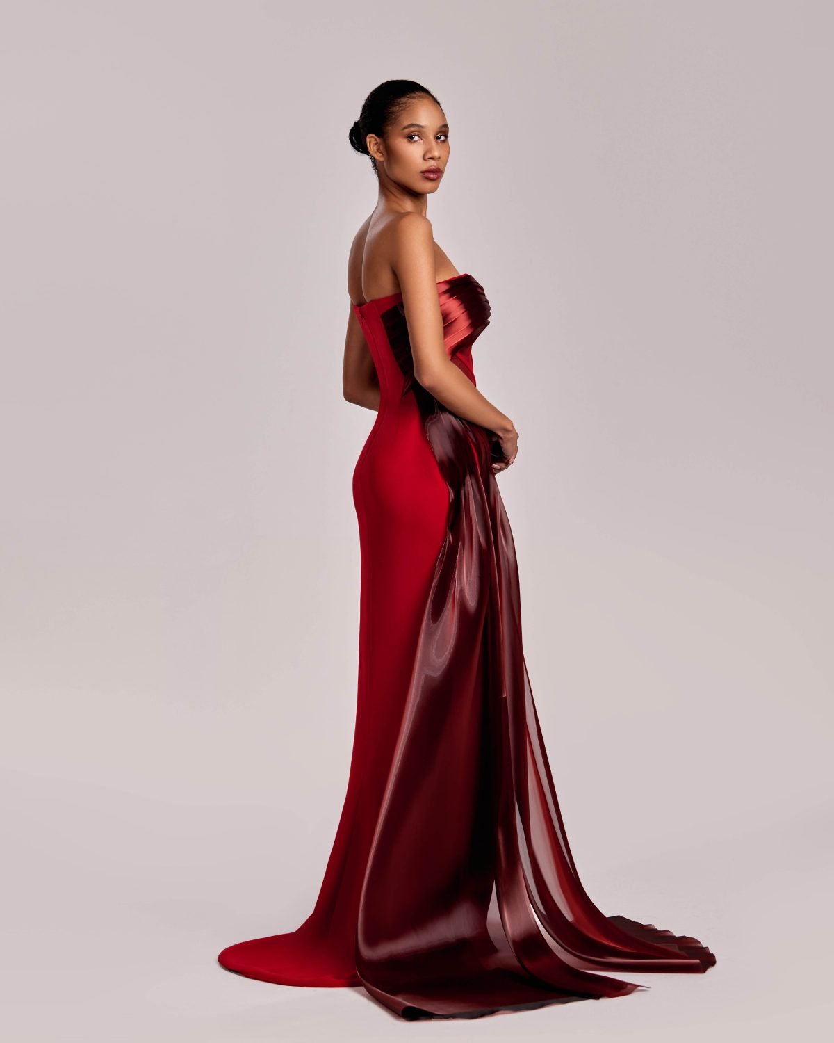 Seductive Sheer Bodice Corset Red Dress
