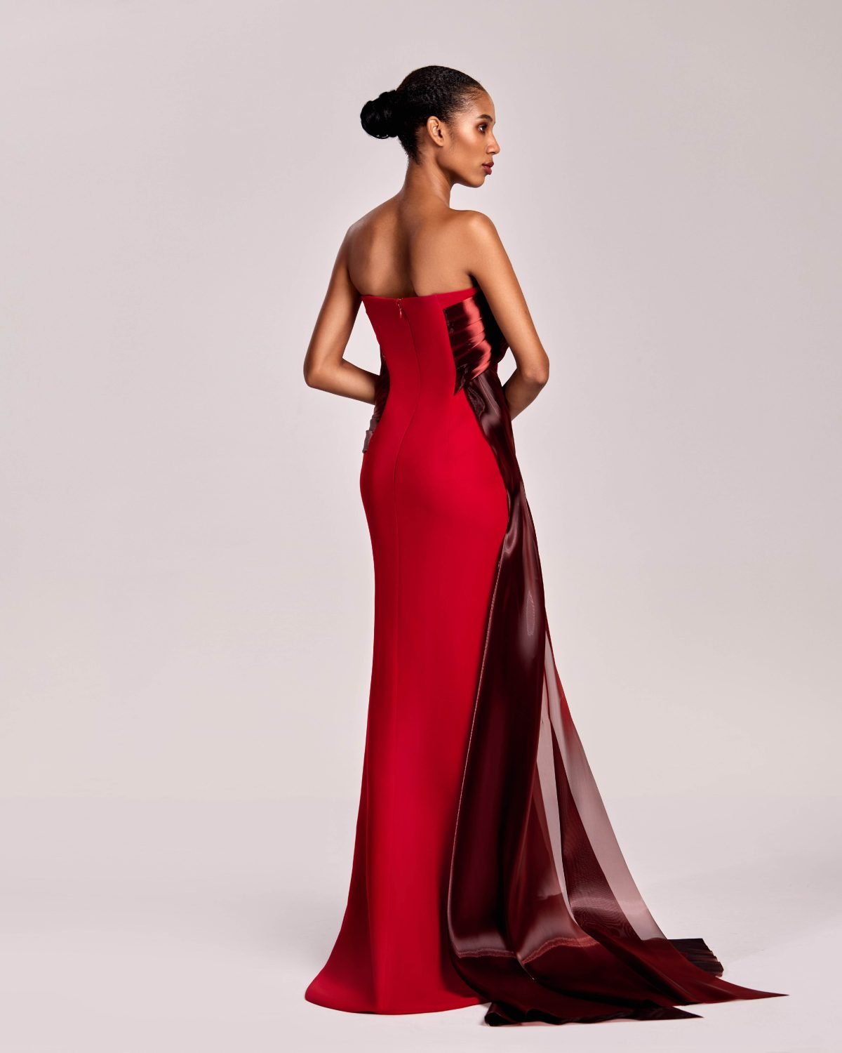 Seductive Sheer Bodice Corset Red Dress