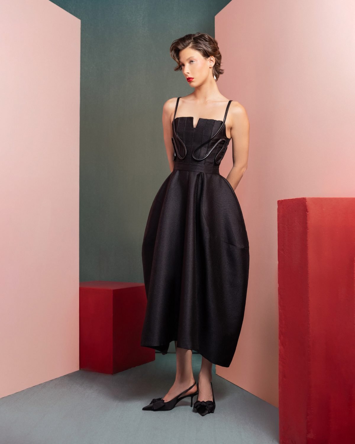 Sculpted Midi Dress with Corset Detailing