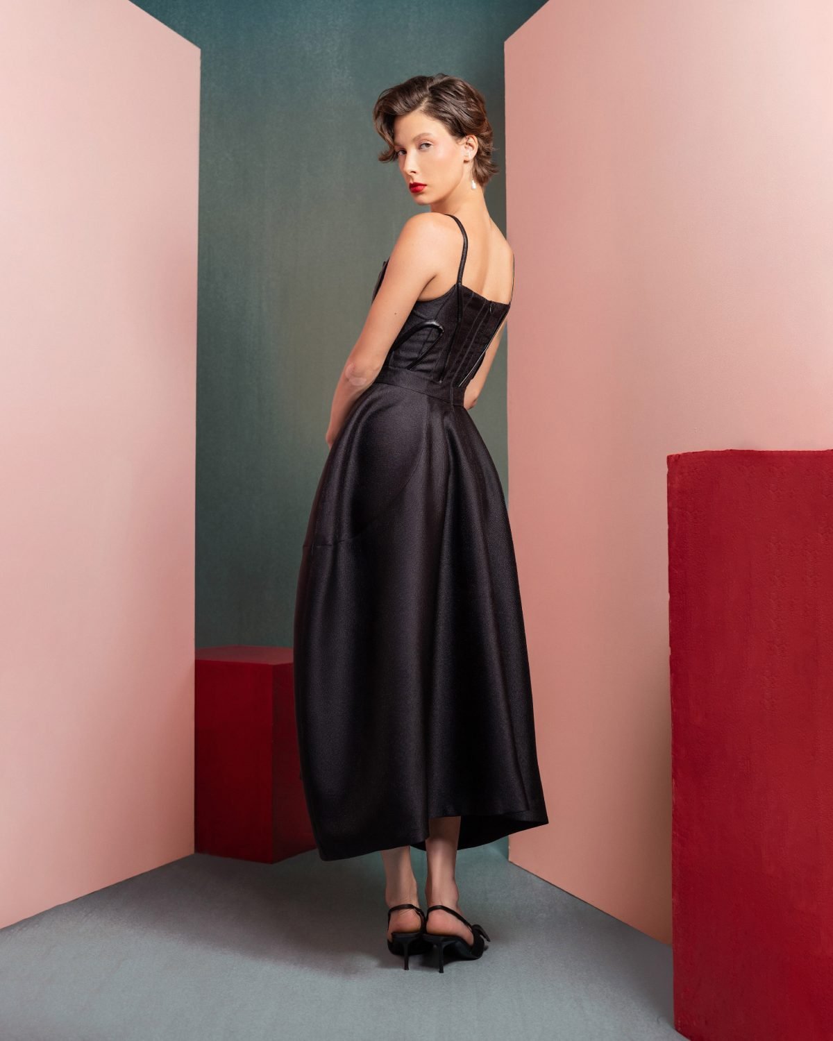 Sculpted Midi Dress with Corset Detailing