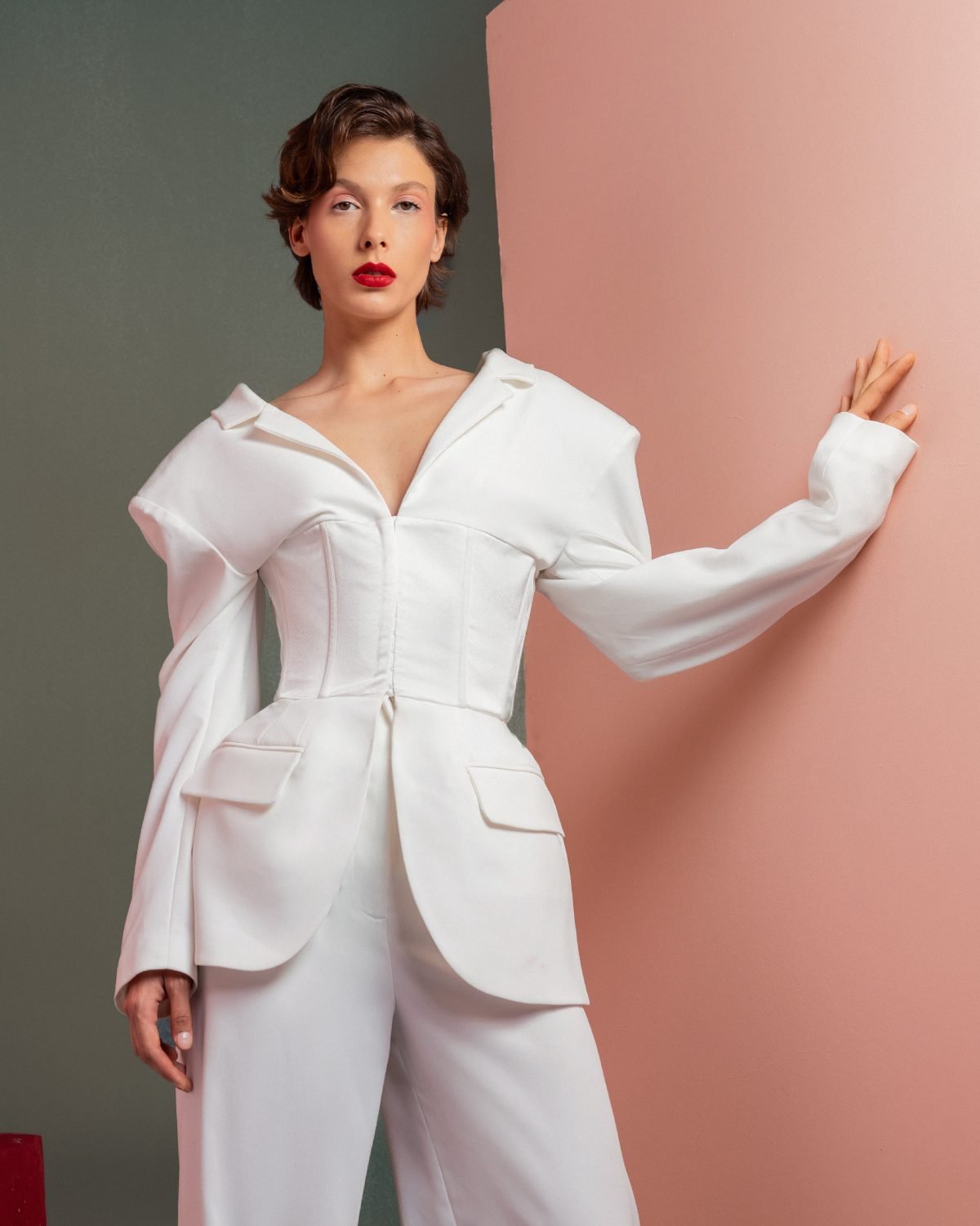 Structured Blazer with Corset Detailing