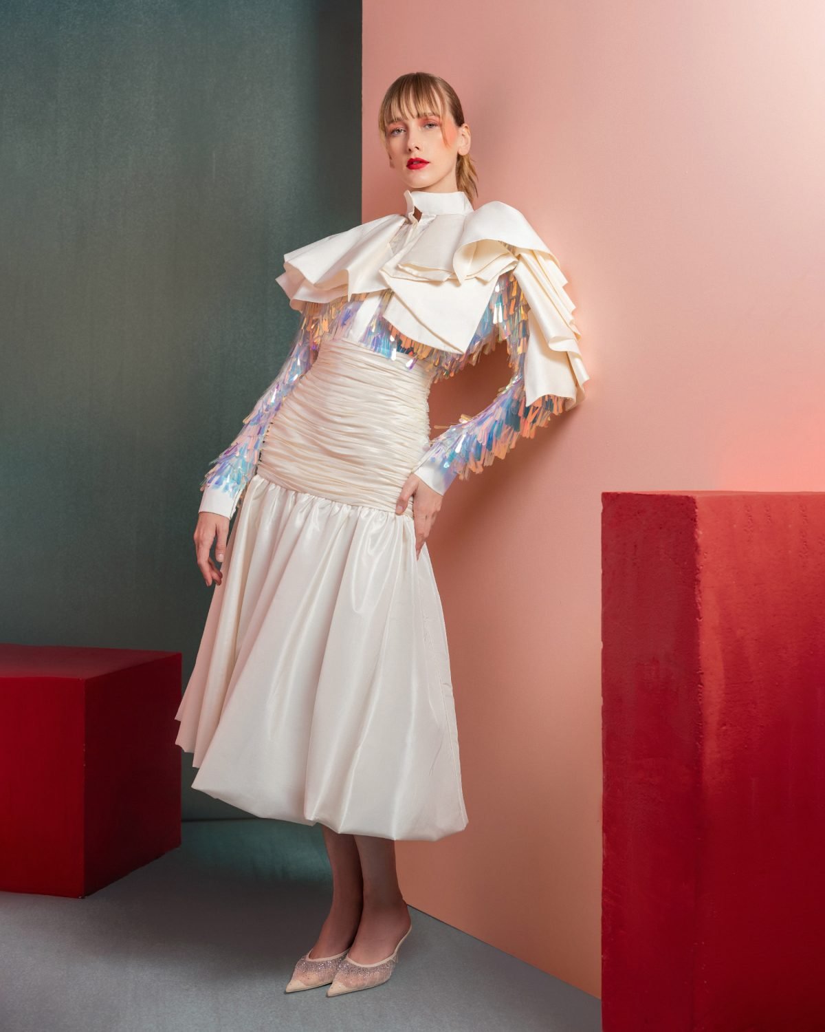 Taffeta and Sequin Embellished Blouse