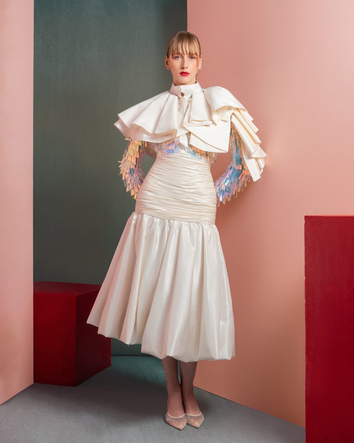 Taffeta and Sequin Embellished Blouse