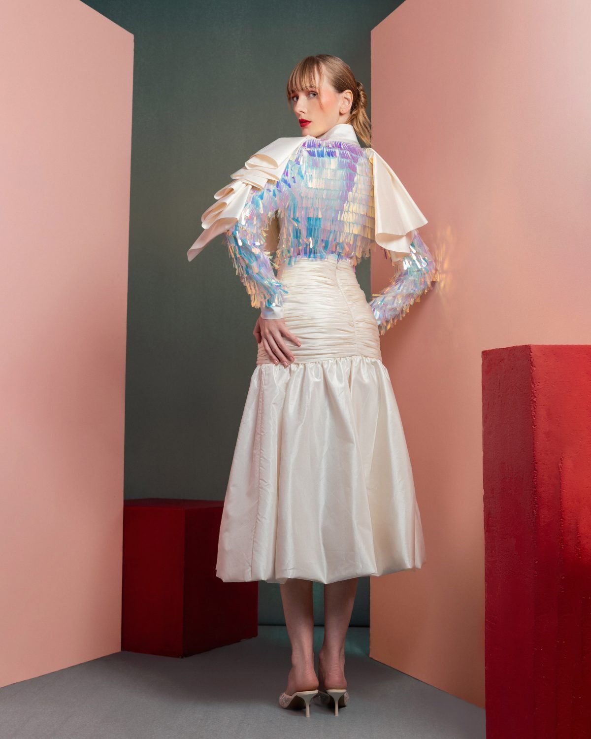 Taffeta and Sequin Embellished Blouse