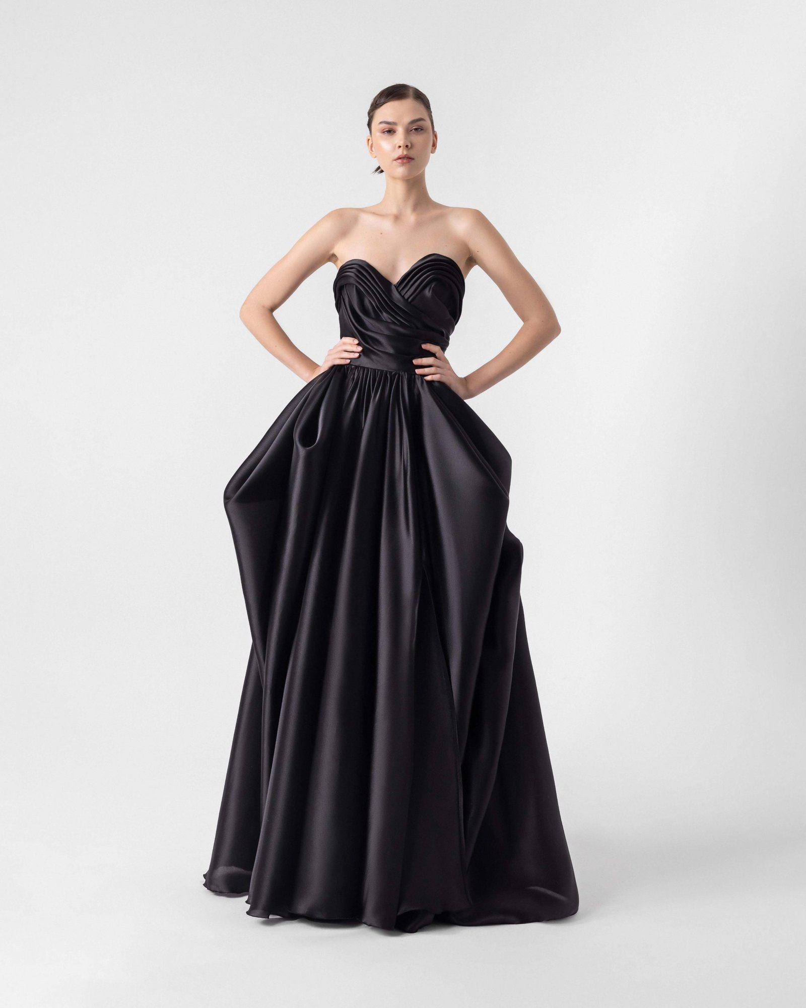 Puffy Black Heart-Shaped Organza  Gown
