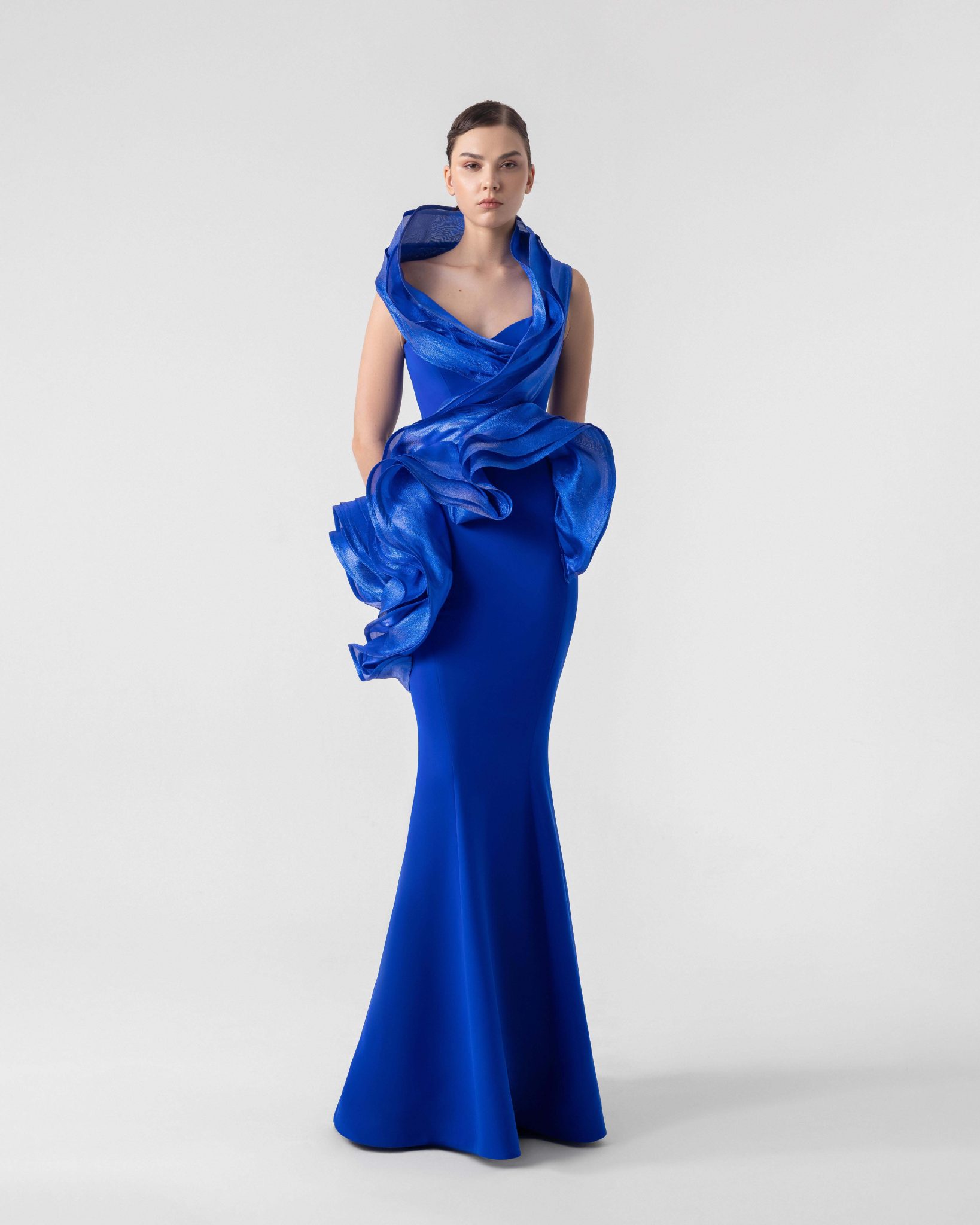 Halter-Neck, Low Back Royal Blue Mermaid Gown