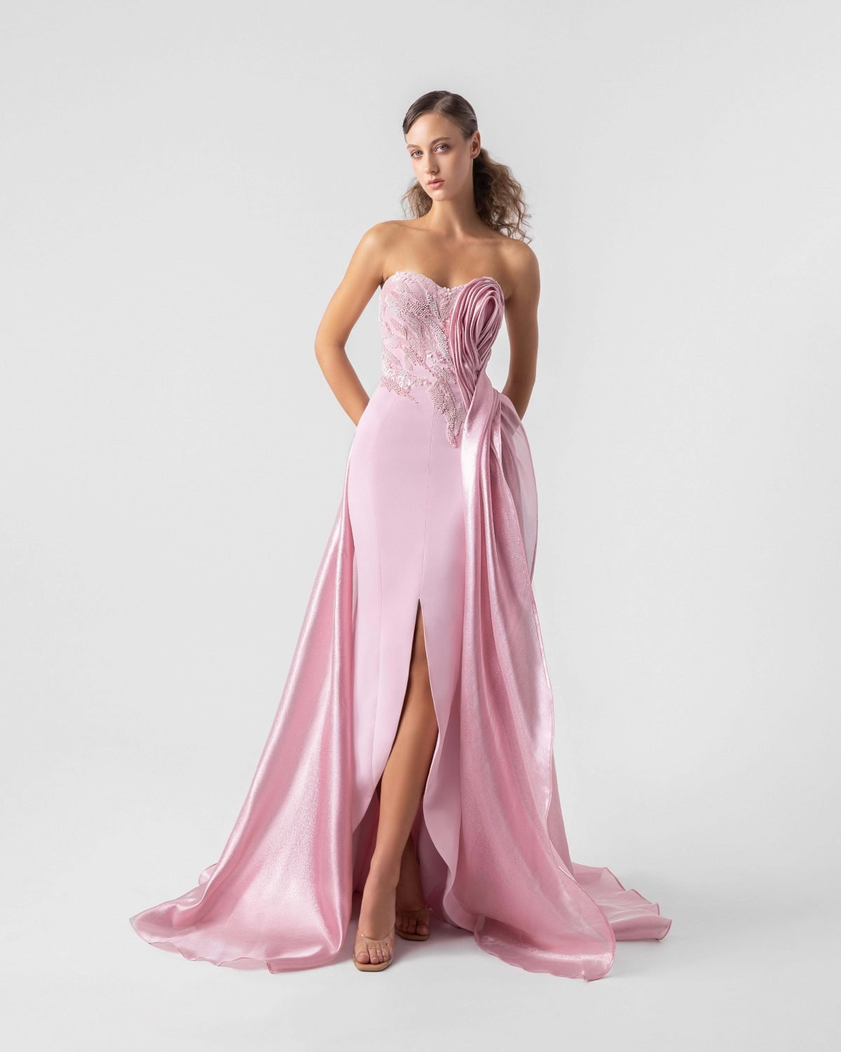 High Shine Textured Pink Gown