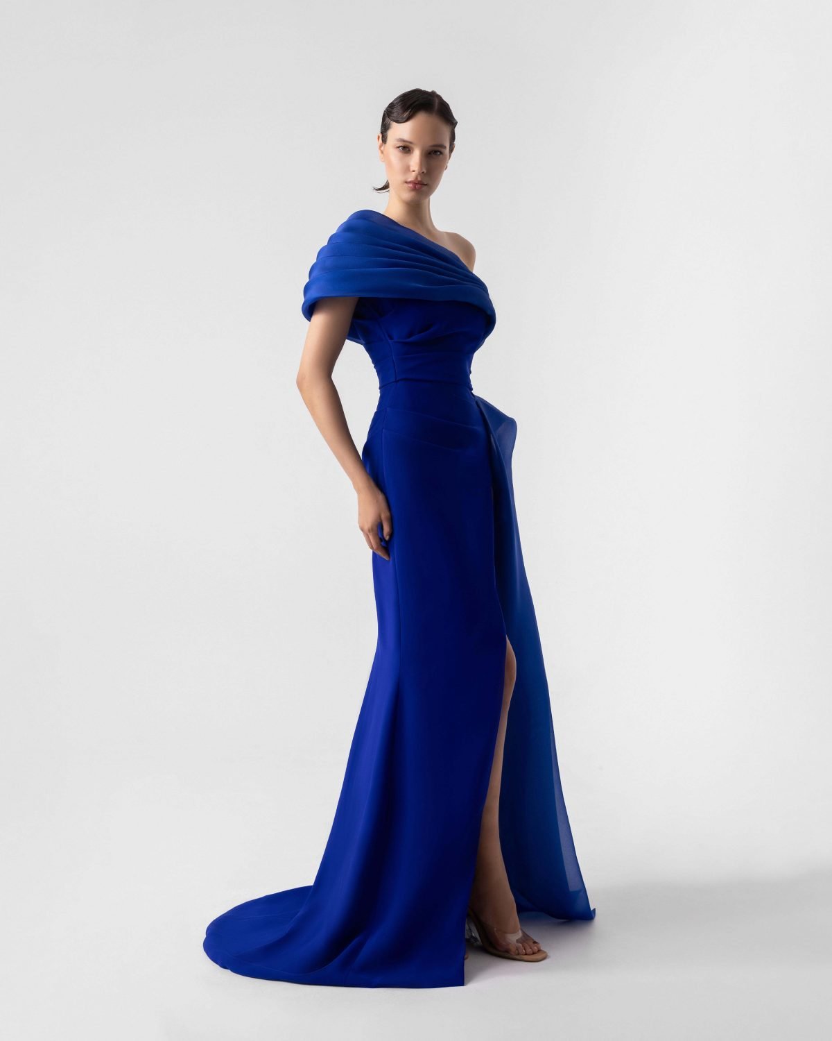 Royal Blue Gown with Elegant Drapery