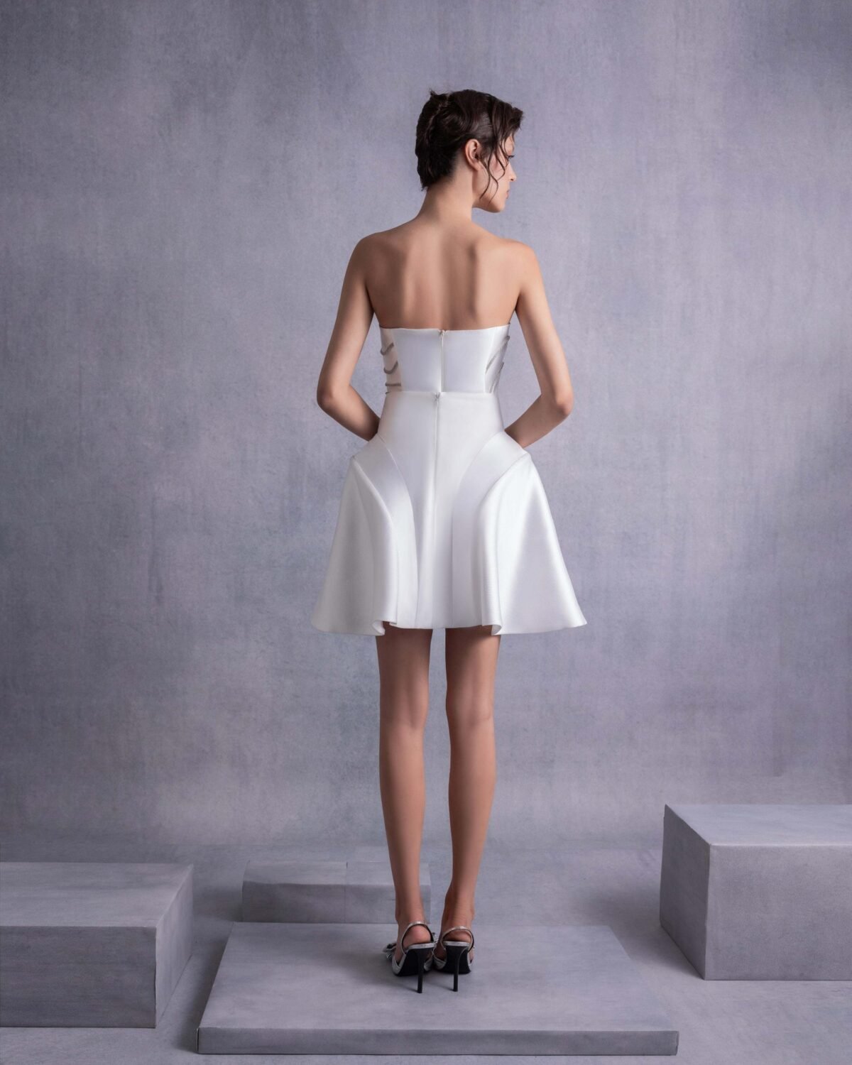 Structured Crystal-Trims Piqué Corset Top