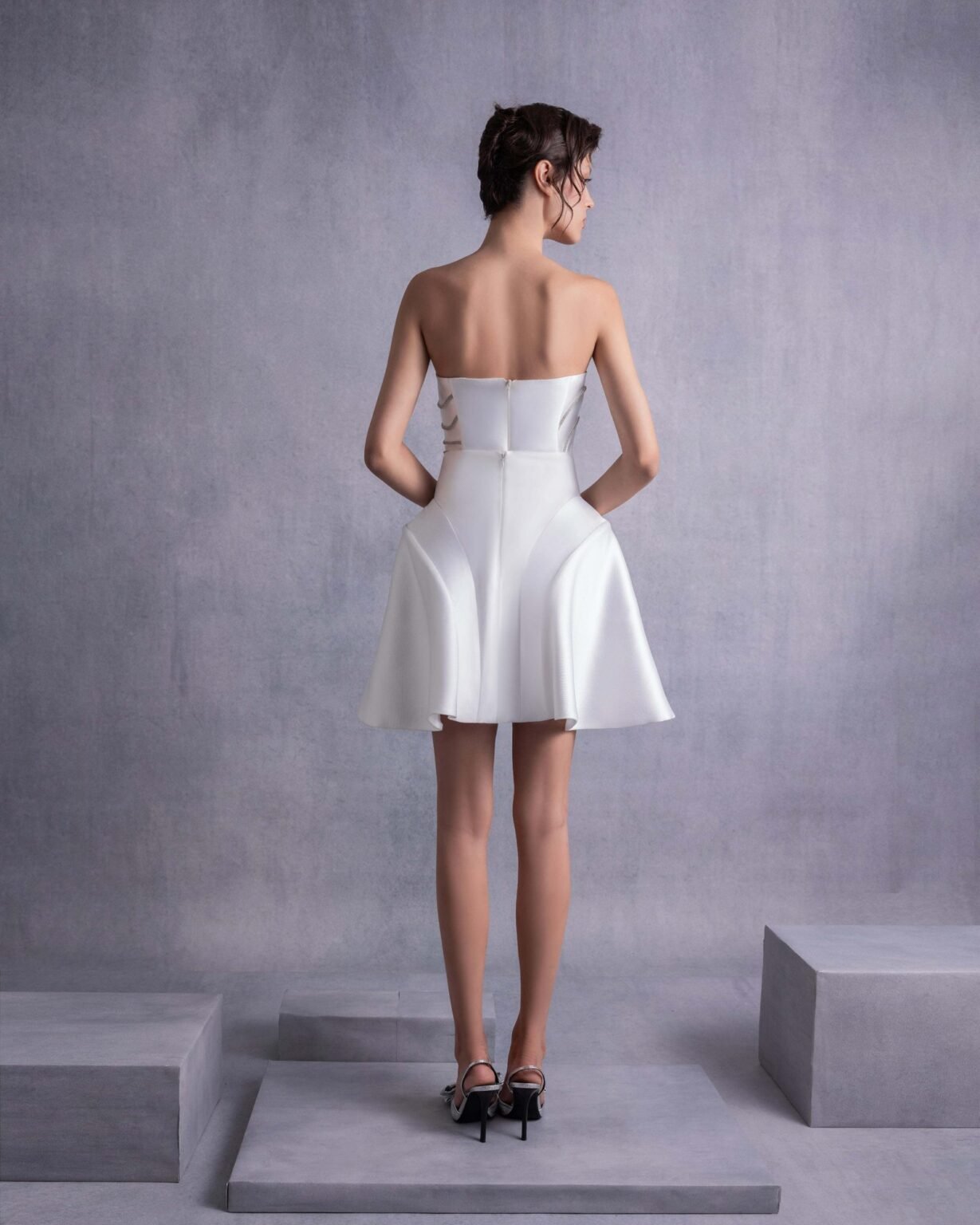 Structured Crystal-Trims Piqué Corset Top