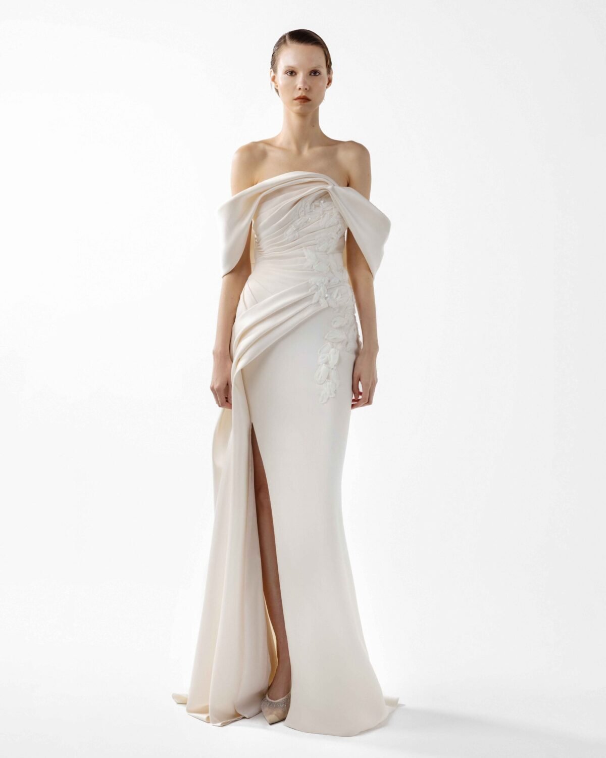 Temptation Cream Dress, with Hand Embroidery