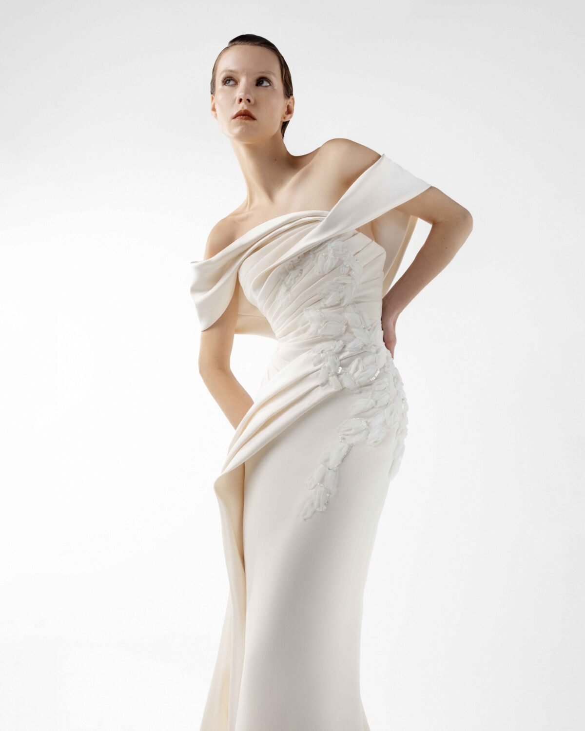 Temptation Cream Dress, with Hand Embroidery