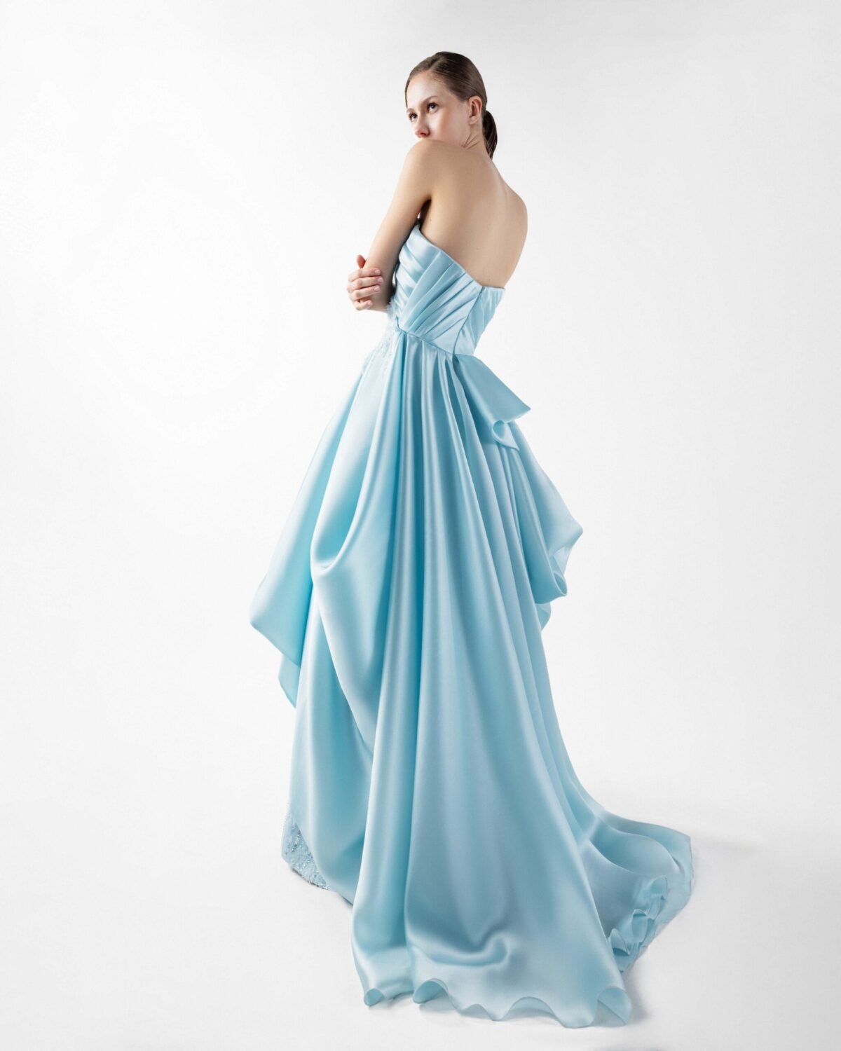 Celestial Blue Waterfall Lace and Organza Gown