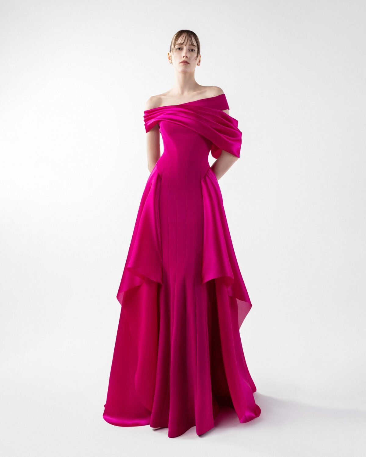 Opulent Fuscia Sculpted Gown