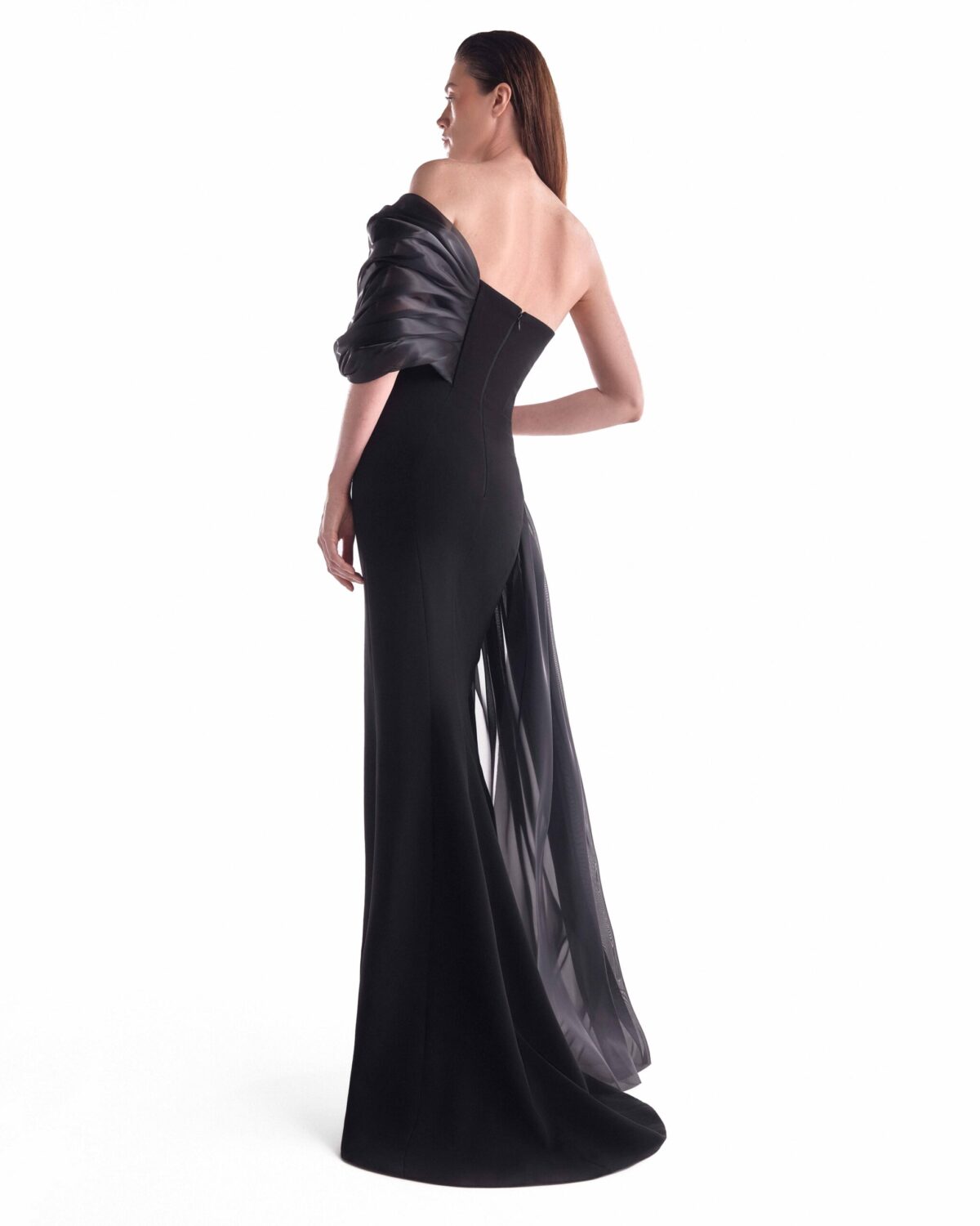 Nocturne Draped Off-Shoulder Gown