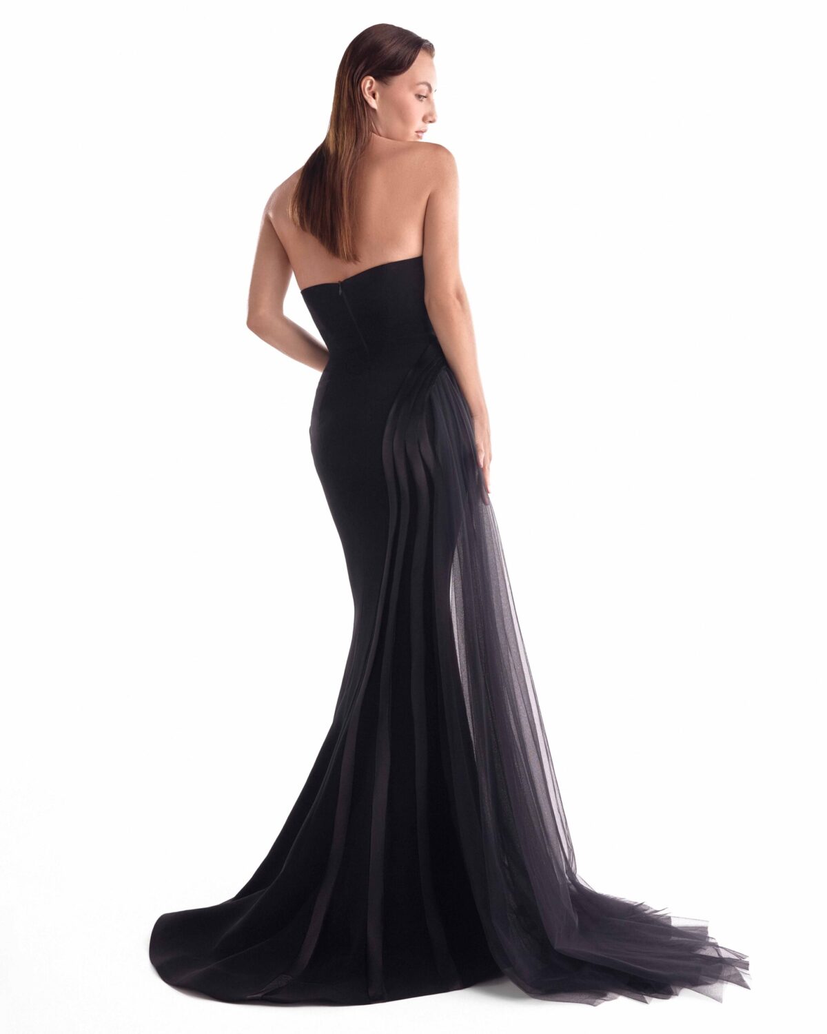 Artfully Corded Illusion Bodice Black Gown