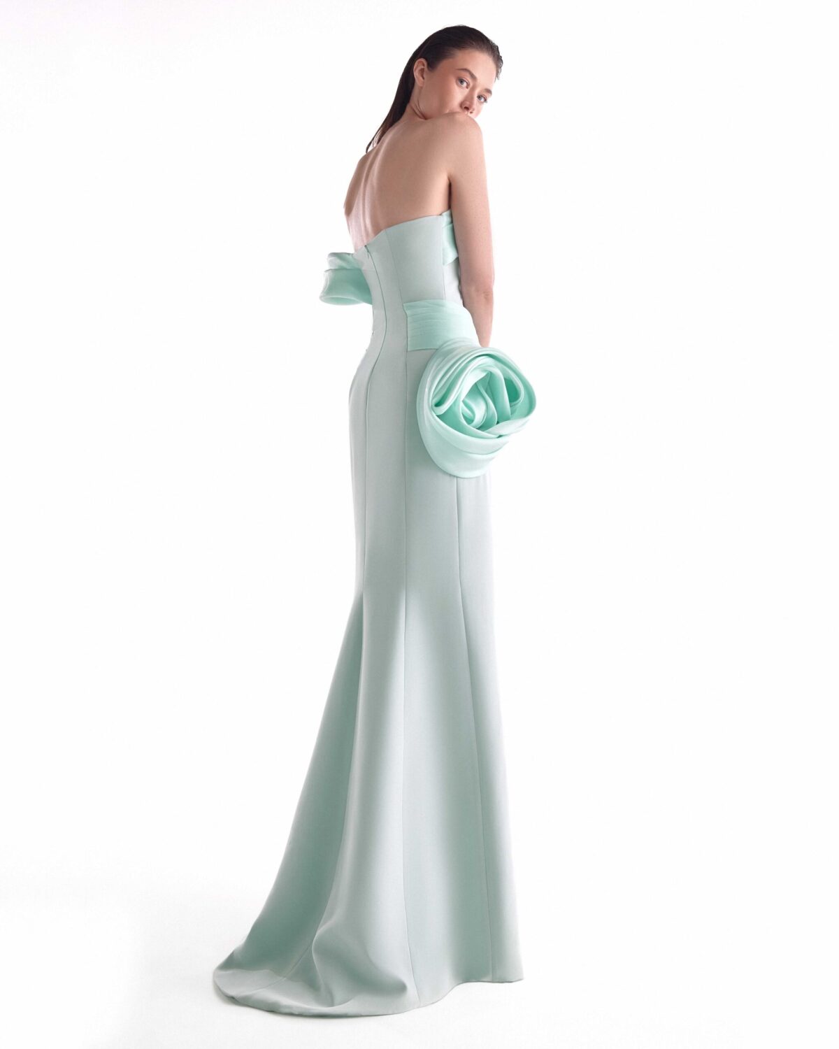 Serene Mint Off-shoulder Gown