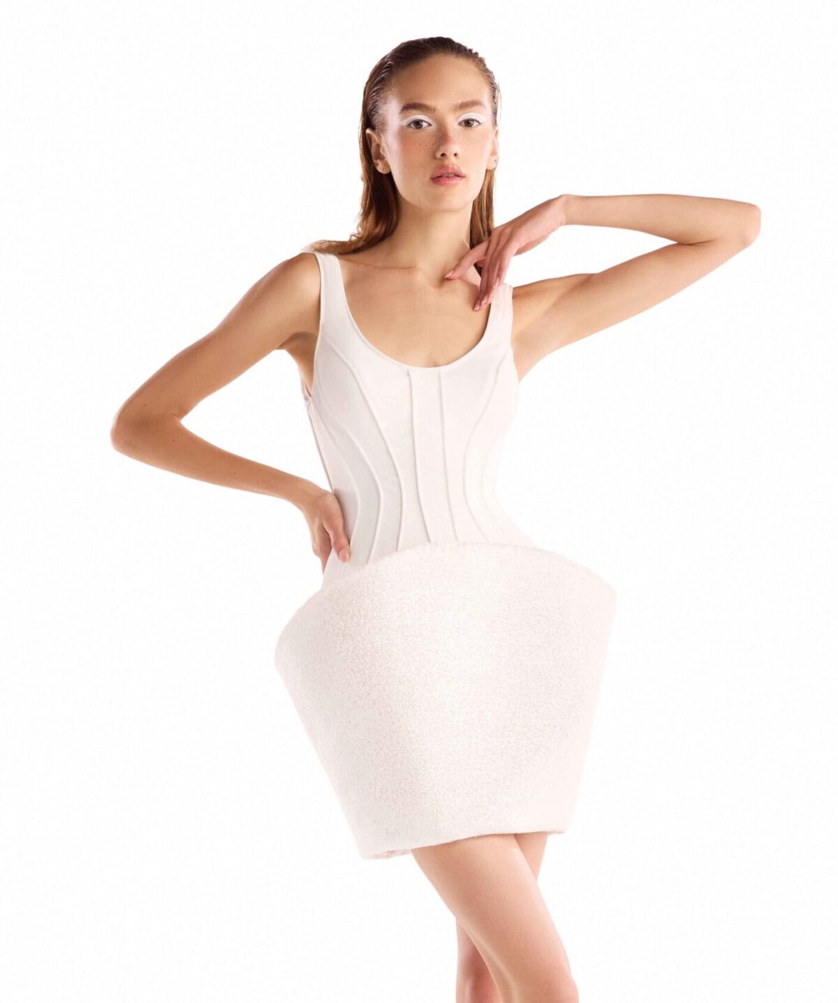 Boned Ivory, Luminous Mini Dress
