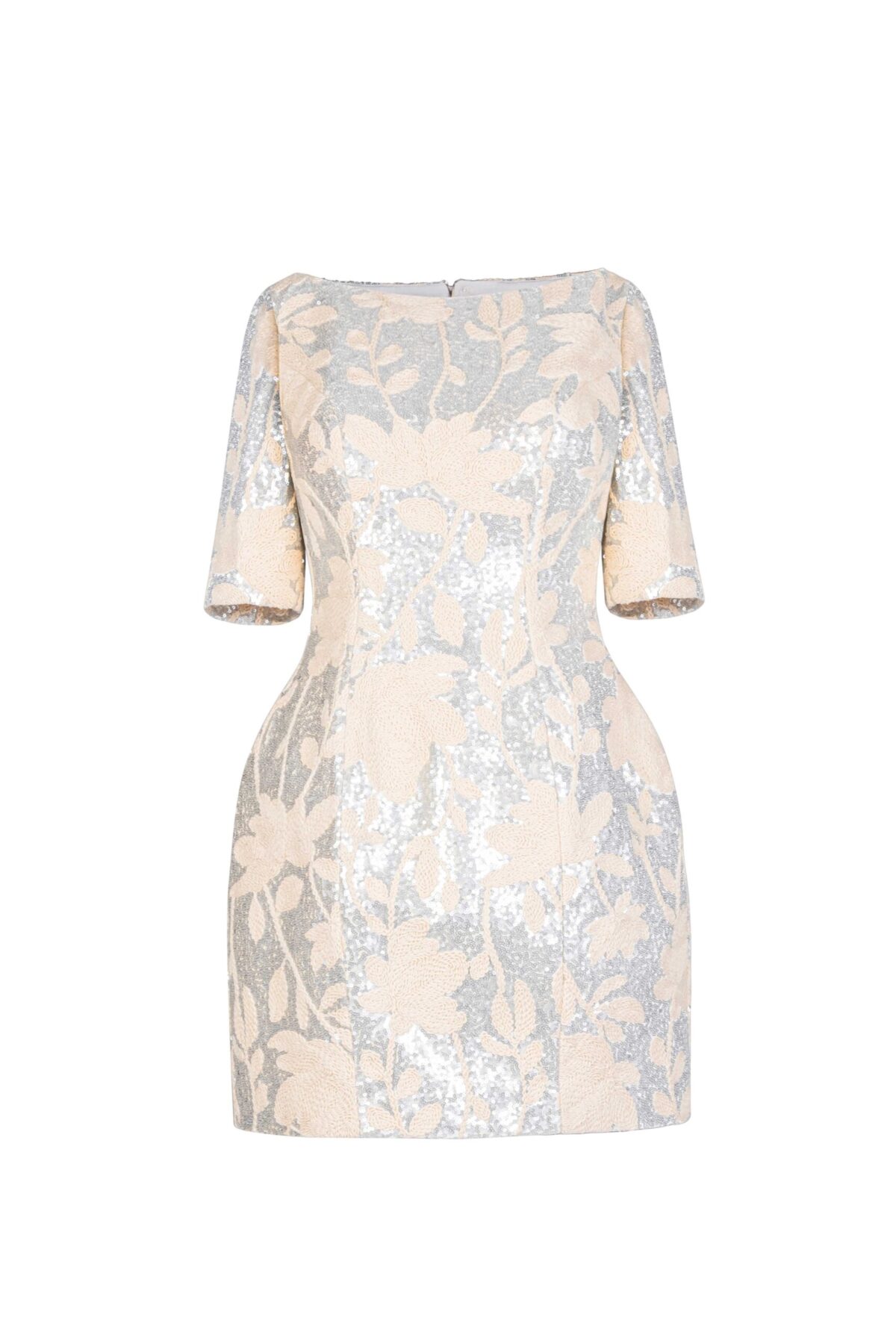 Floral Whispers Creamy Jacquard Mini Dress