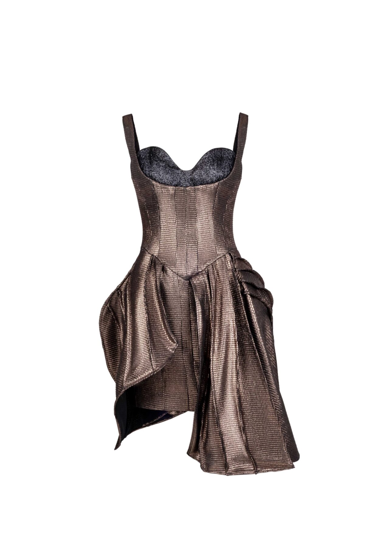 Choco Metallic Jersey  Mini Dress