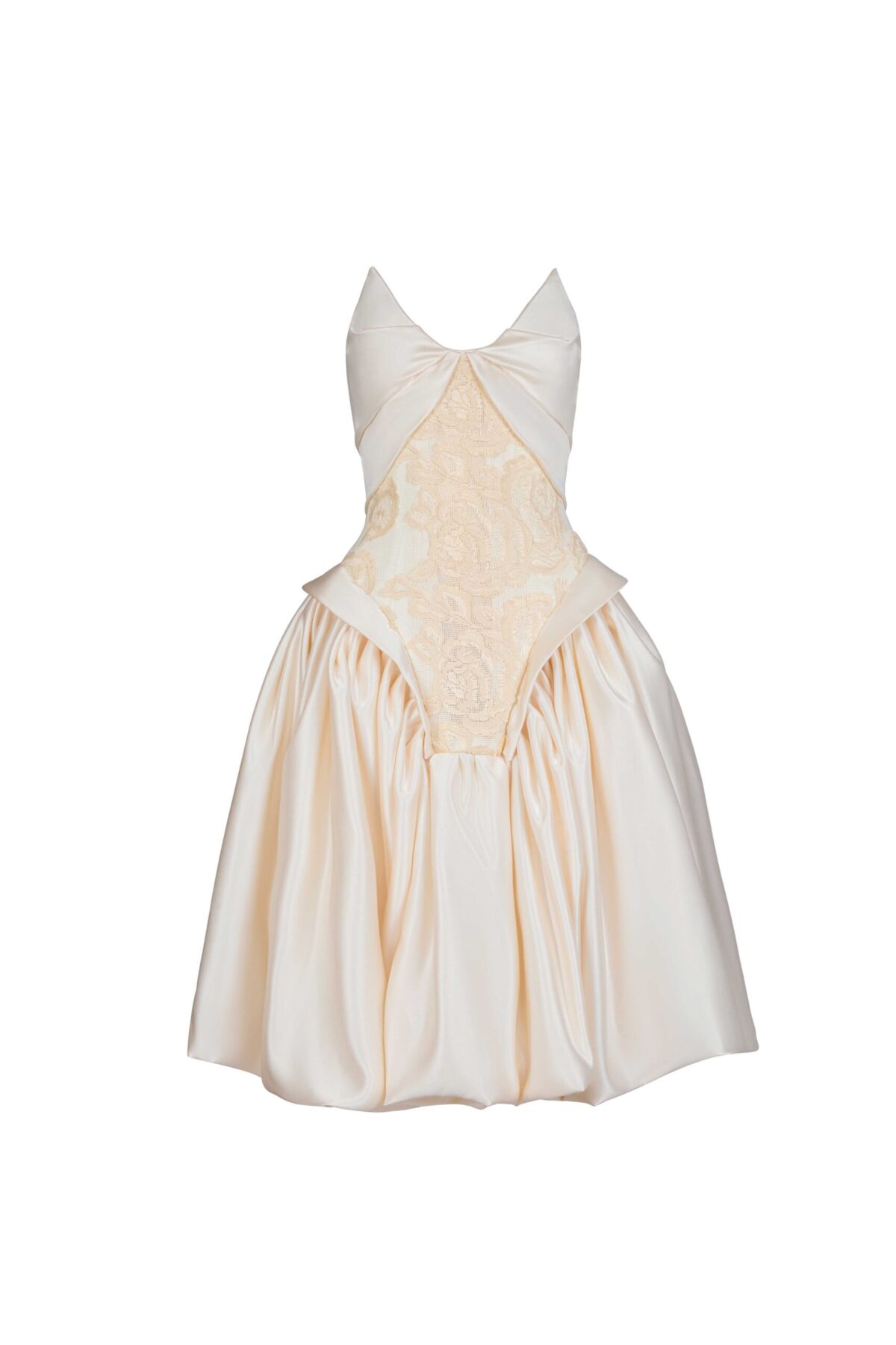 Striking Broquard and Taffeta Angular Bust Dress