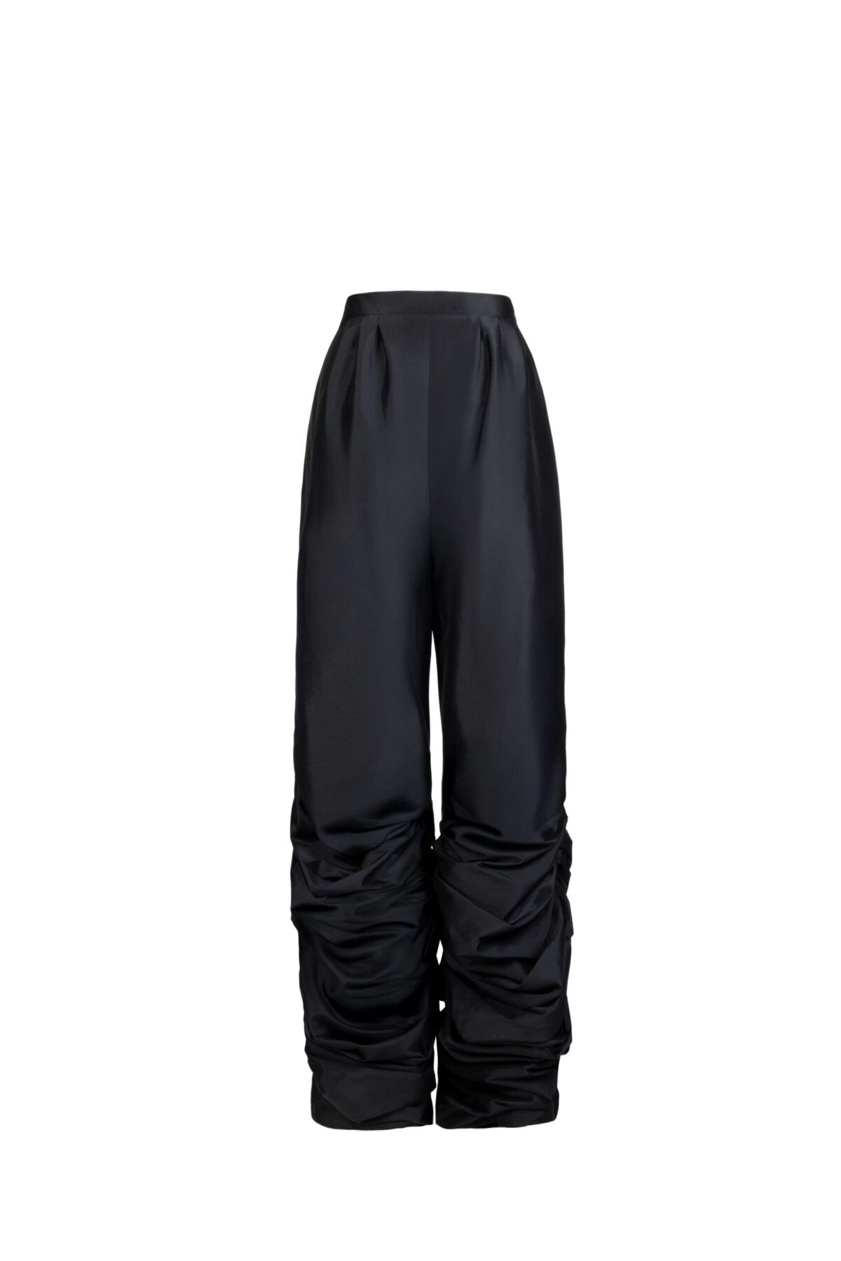 Gathered-Leg Taffeta Statement Pants