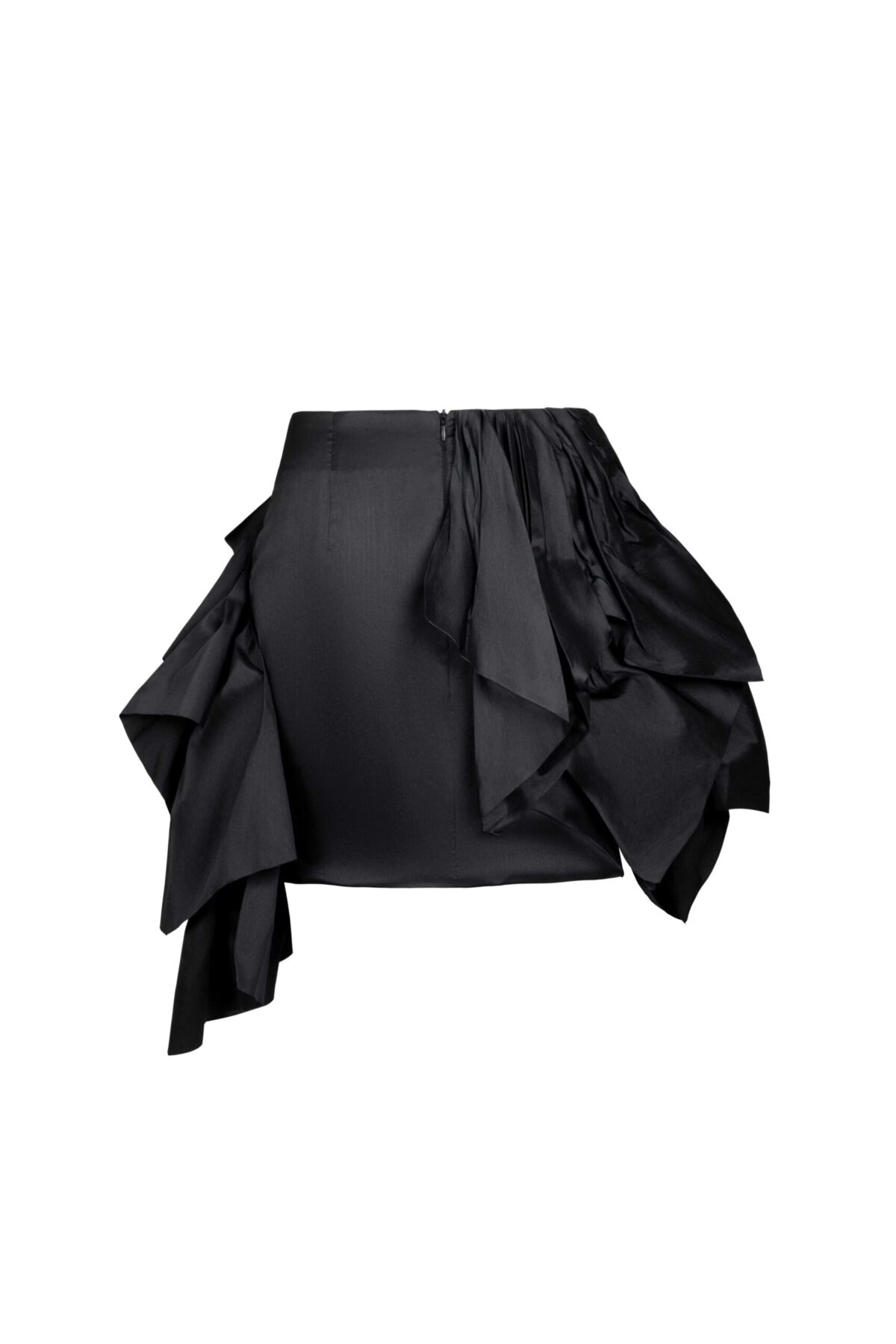 Midnight Ruffled Cascade Taffeta Skirt