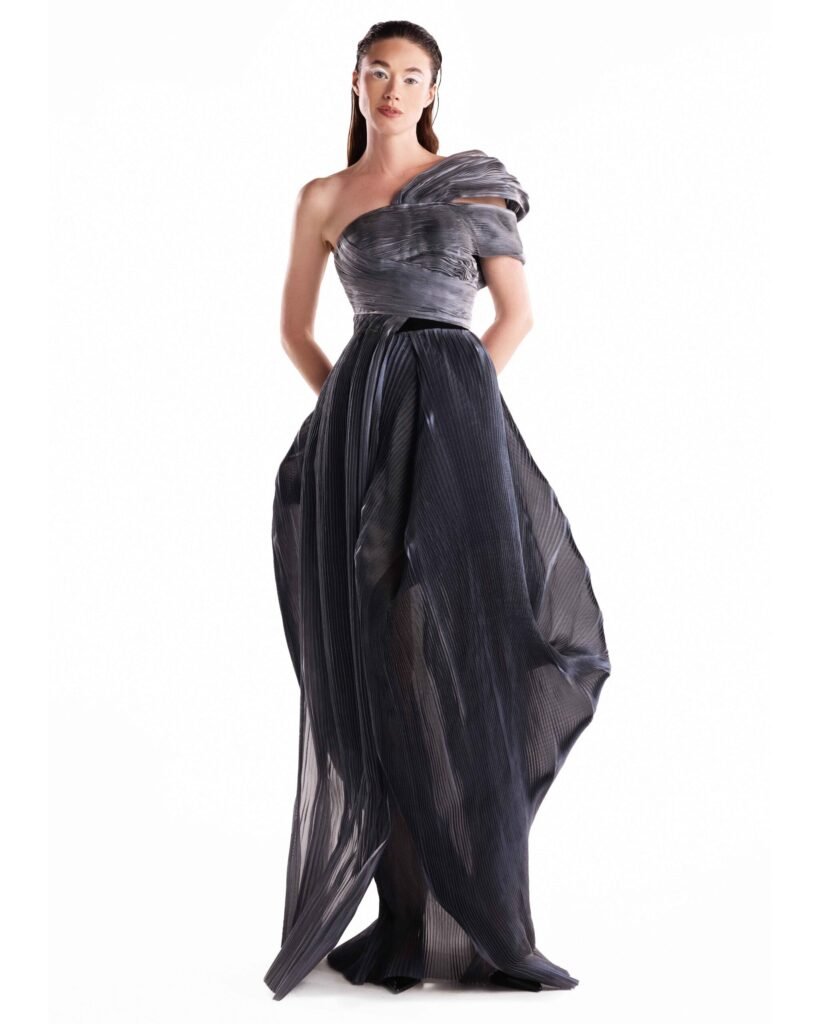 Silver Tidal One-Shoulder Top 