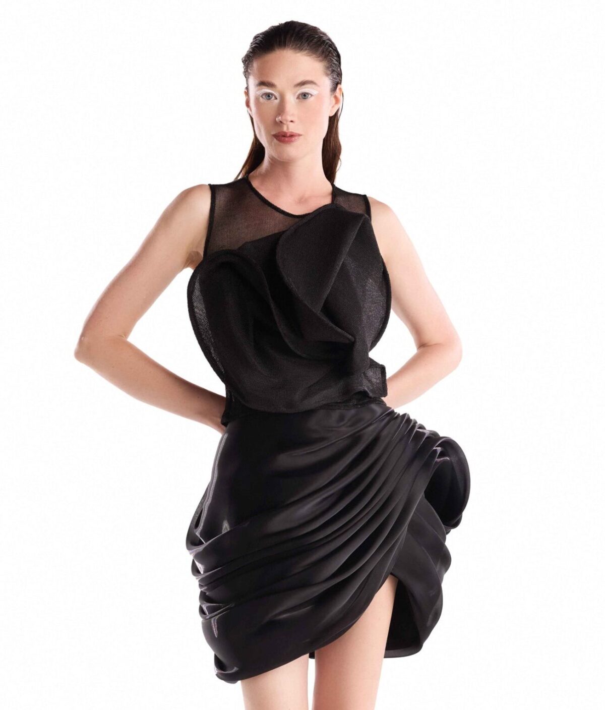 Nocturne Fluid Organza Draped Skirt