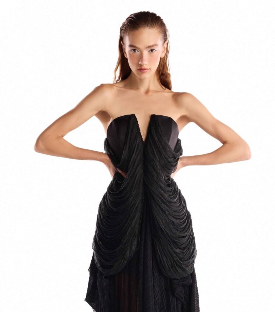 Corded Butterfly Black Corset 