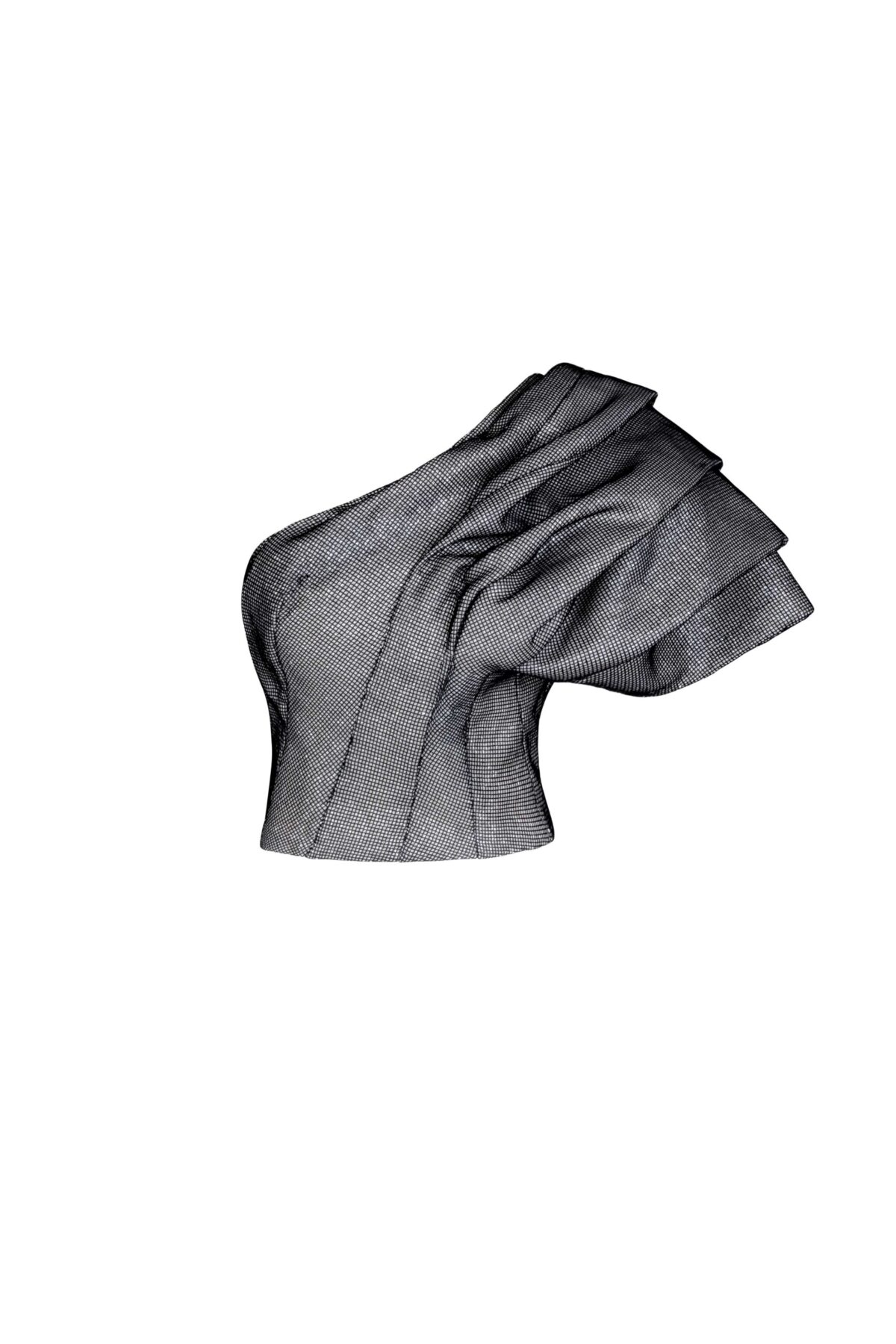 One-Shoulder Silver Metallic Jersey Top