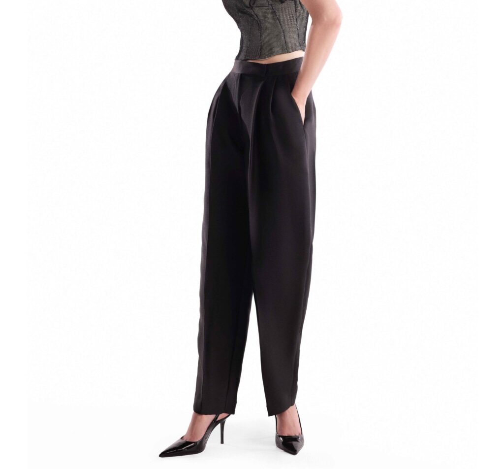 Tailored Black Piqué  Pants 