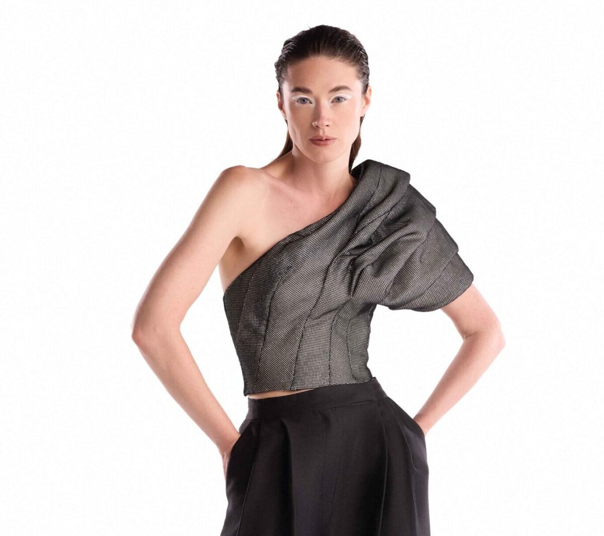 Tailored Black Piqué  Pants