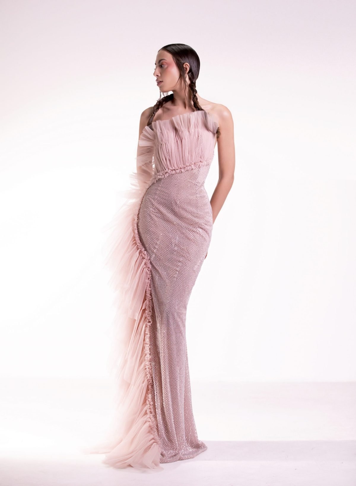 Ruffled Crystallized Pink Dress