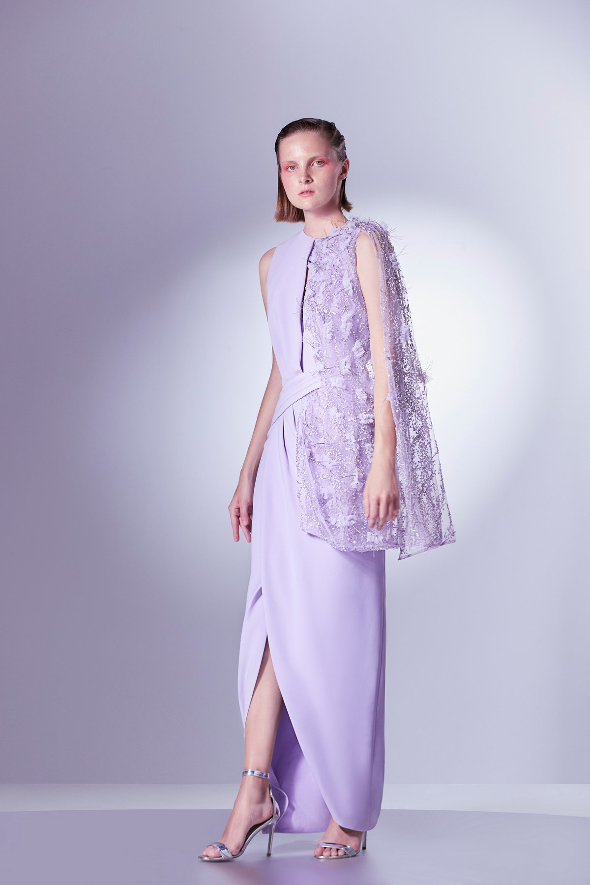 Loose Fit Dress With Short Asymetrical Cape
