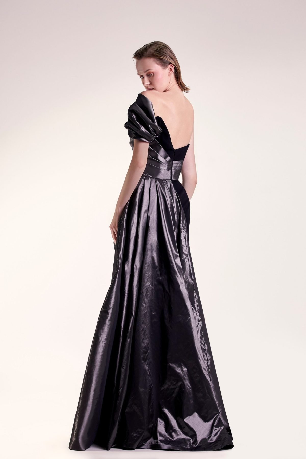 Daring Metallic Taffeta and Crepe Dress