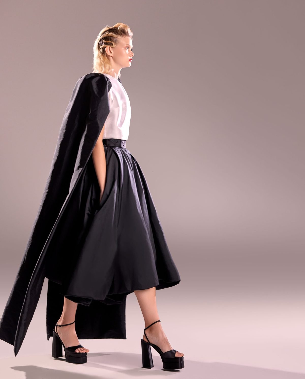 Cropped Silver Top with Cape
