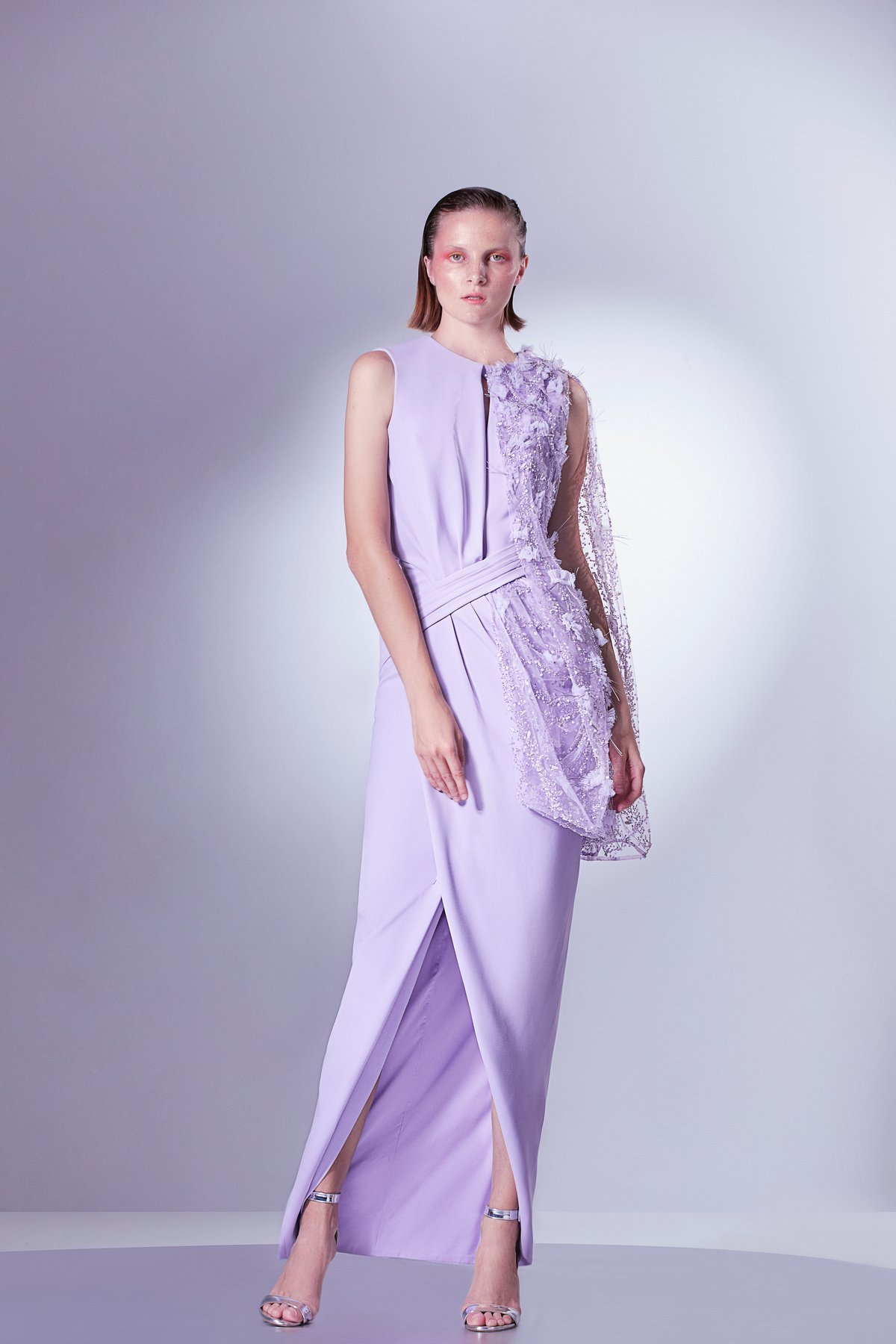 Loose Fit Dress With Short Asymetrical Cape