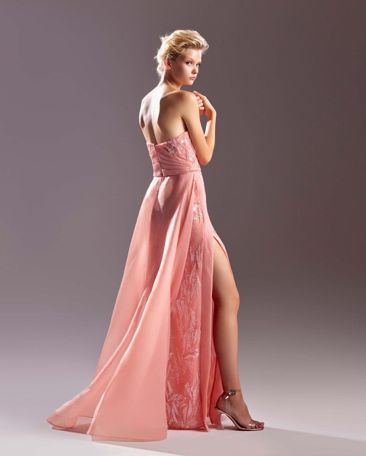 Lace Sequins Coral Dress