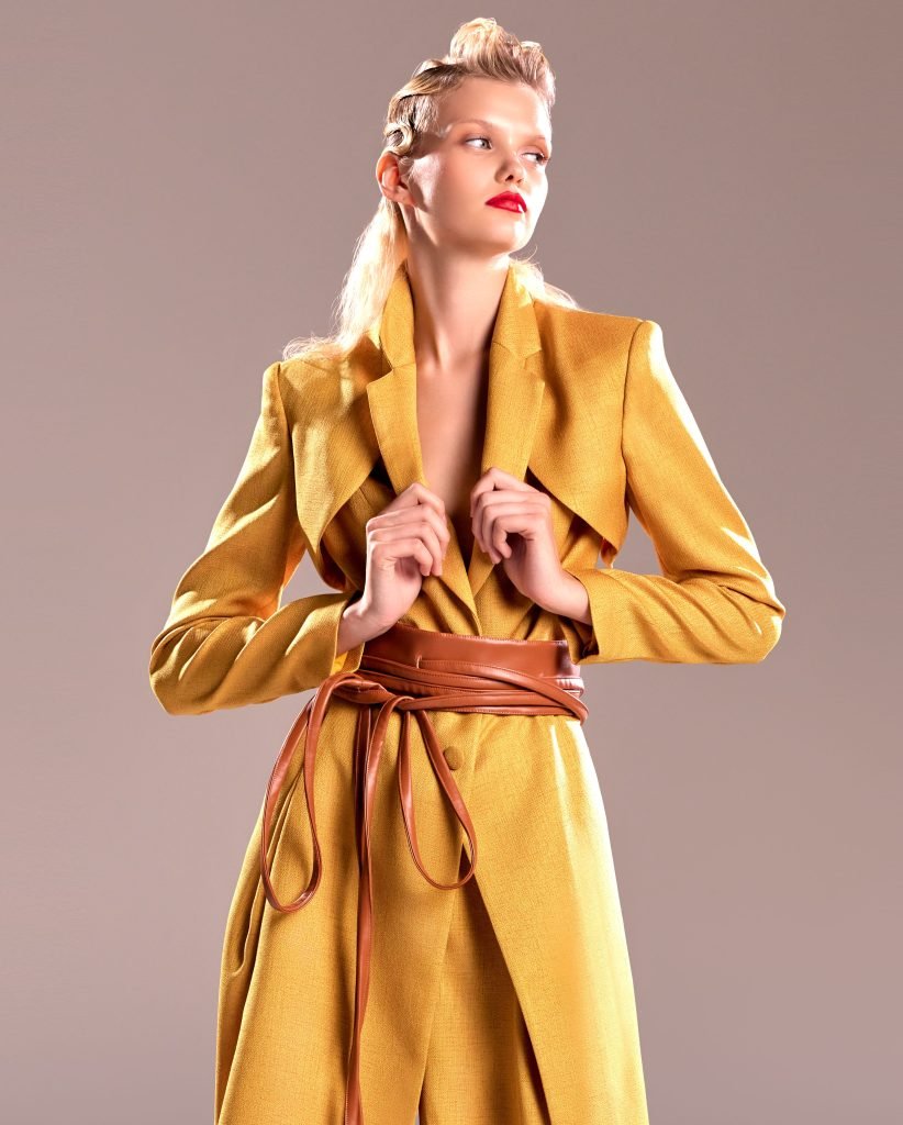 Long Open Back Ocre Jacket 