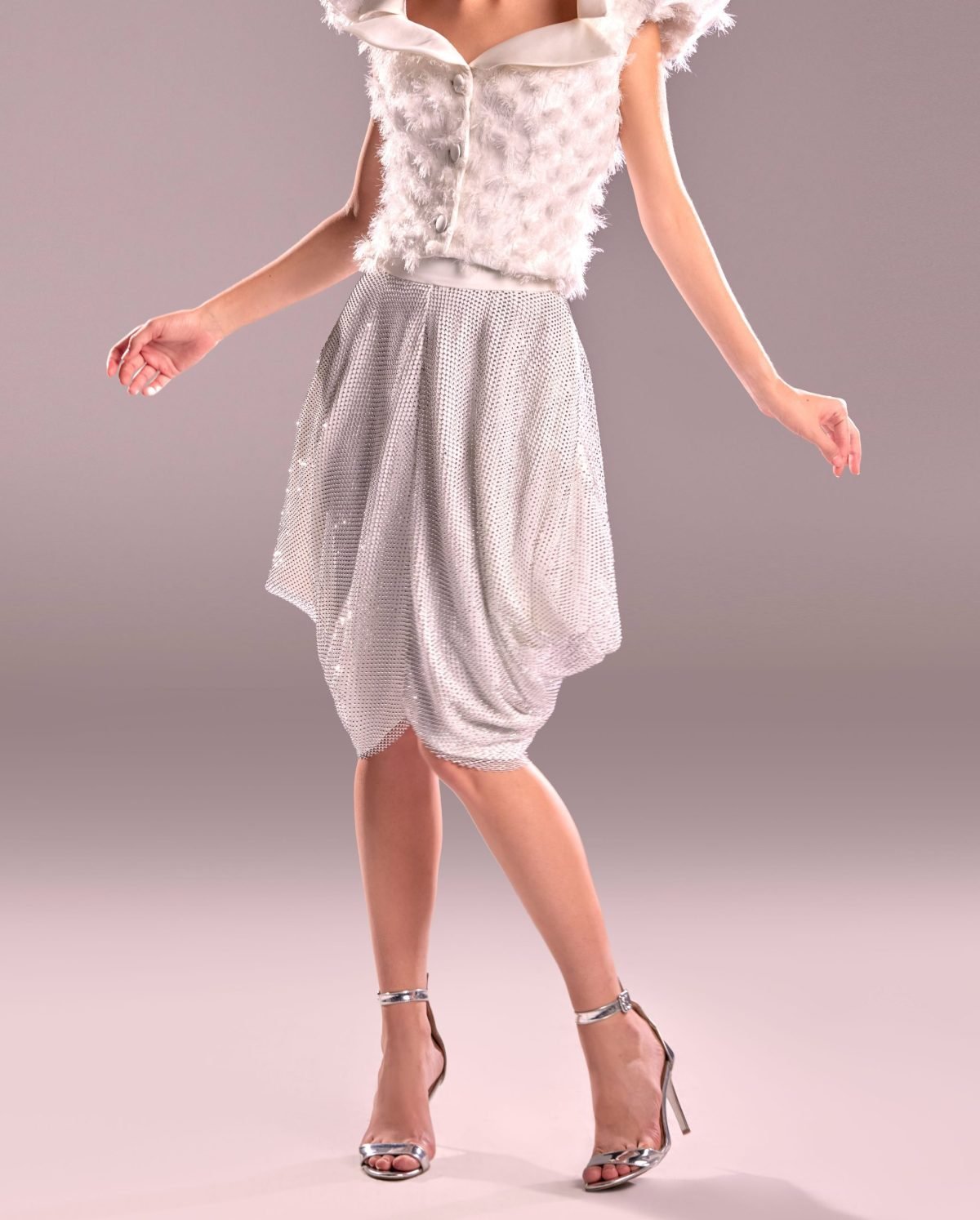 Crystallized Silver Skirt