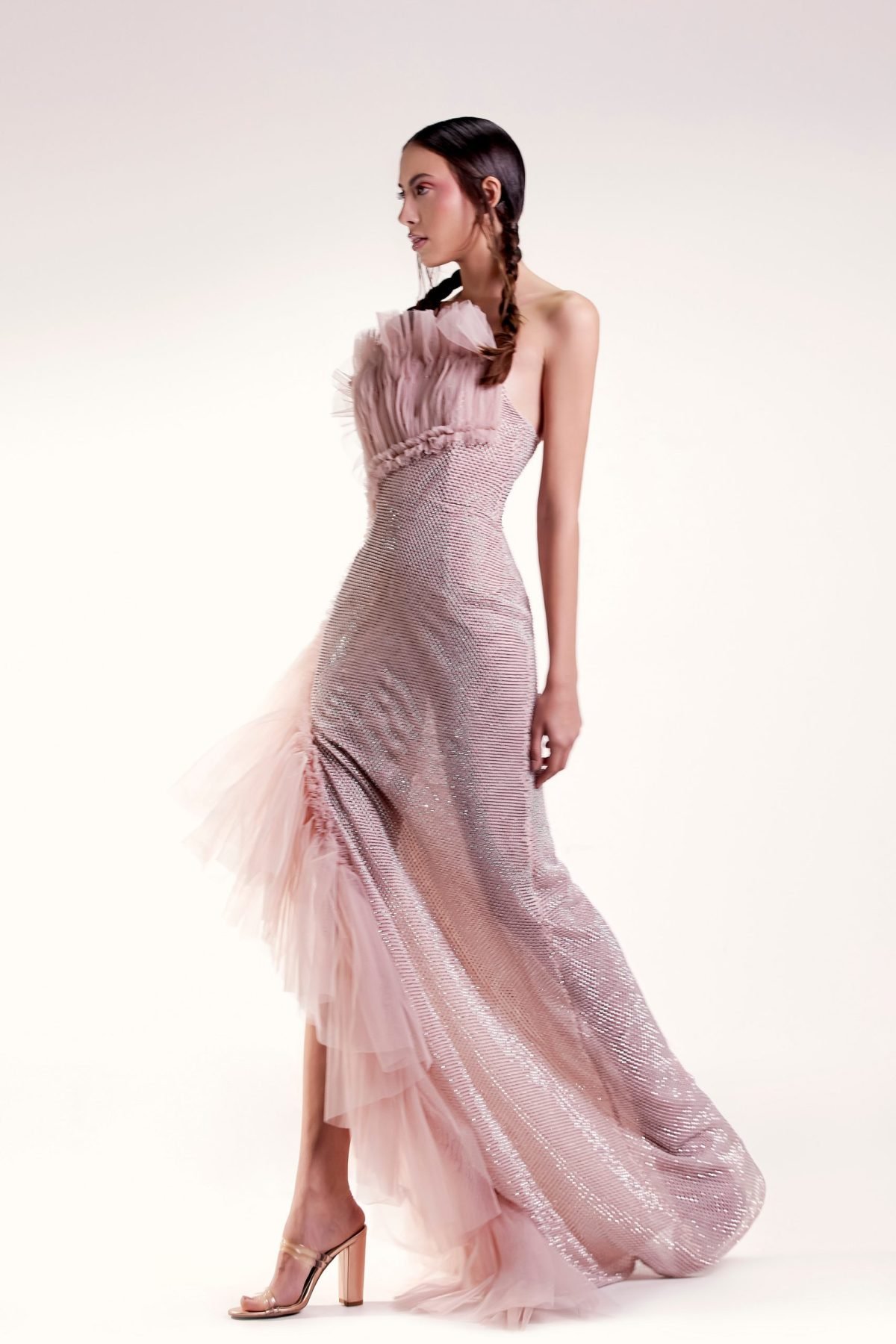Ruffled Crystallized Pink Dress