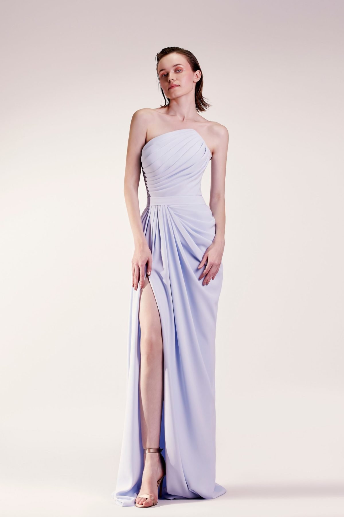 Flowingly Draped Crepe Dress